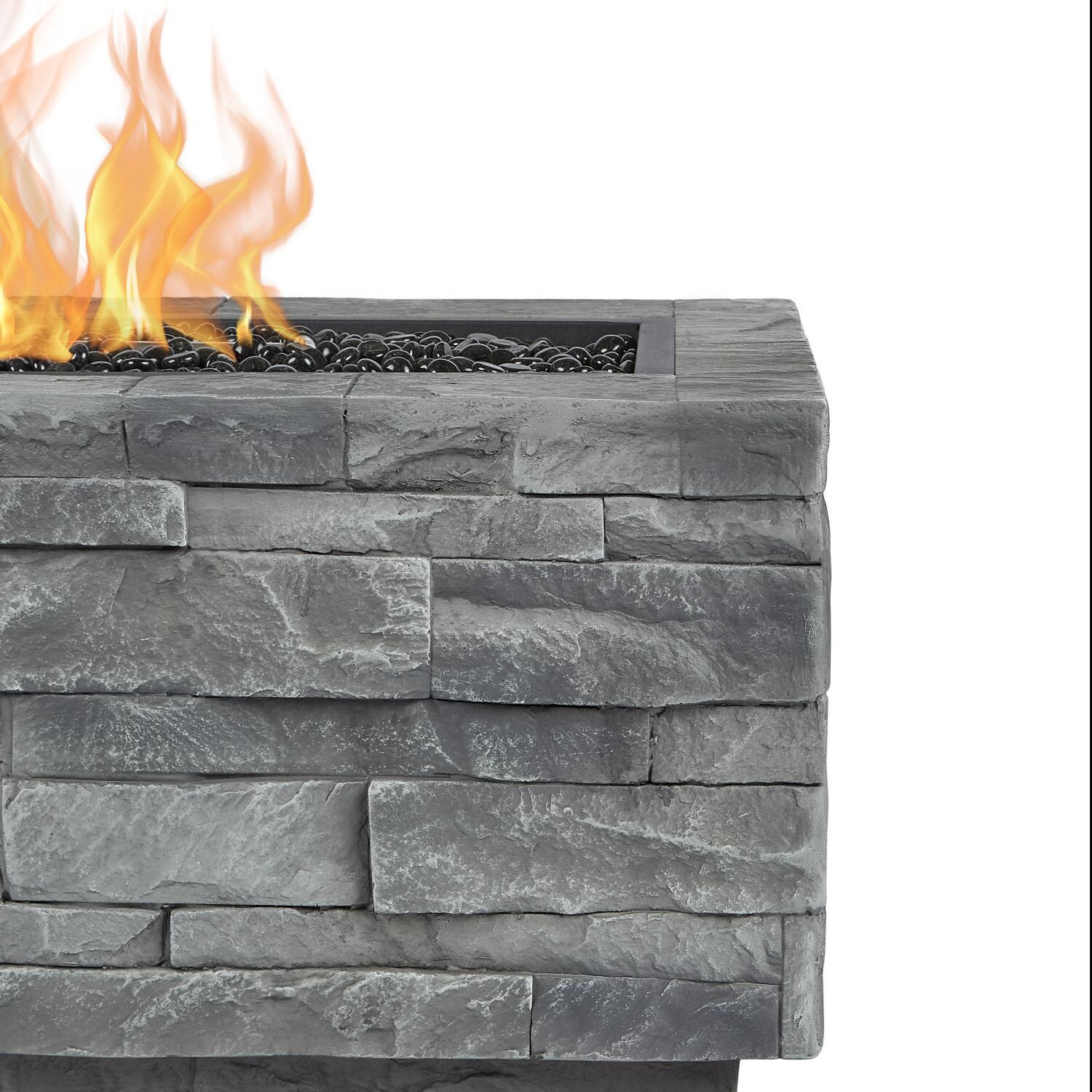 Lakeview Outdoor Designs SC-CT0003LP-GLS Gentilly Rectangular Gray Fire Table - Close View thumbnail