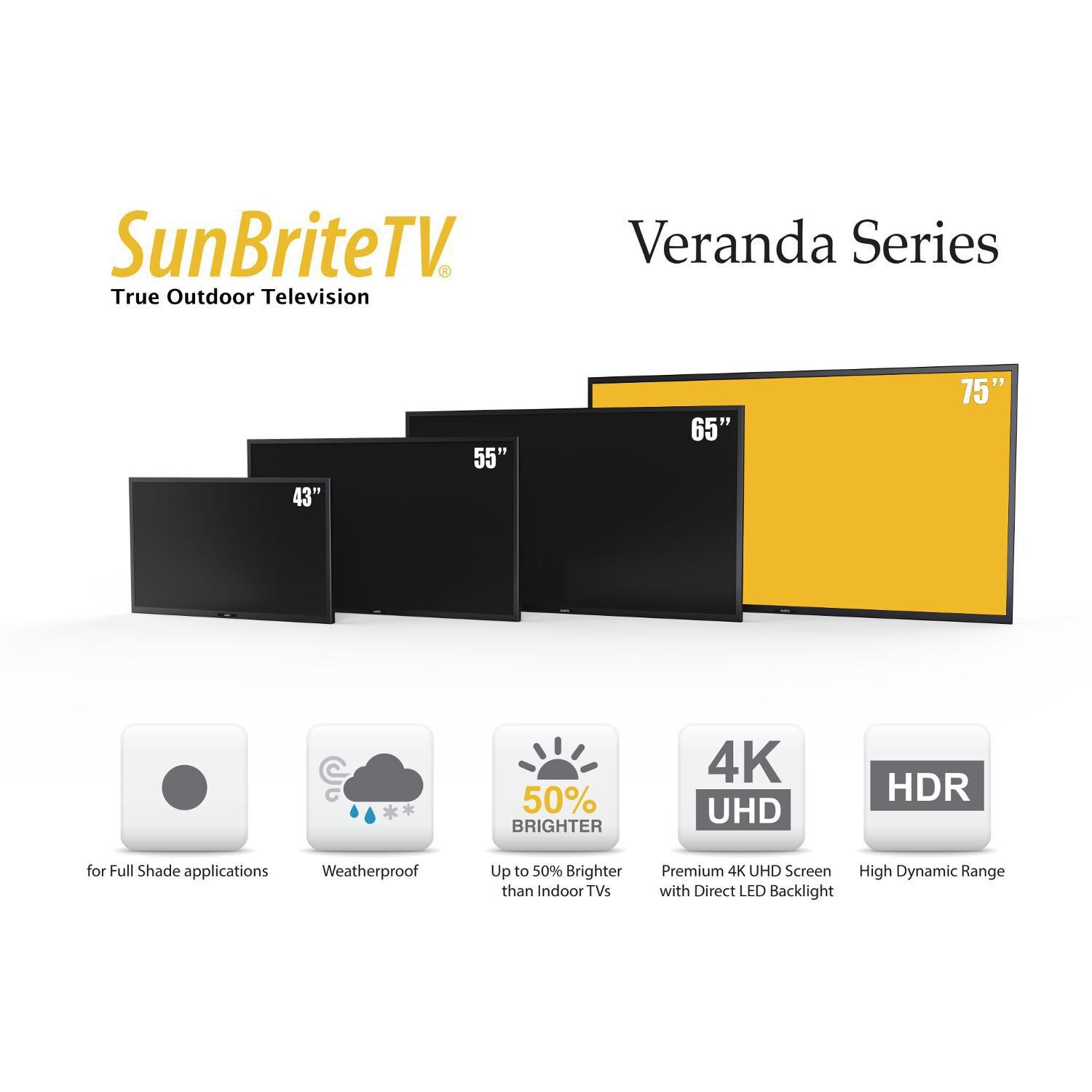 SunBriteTV - SB-V-75-4KHDR-BL - 75 Inch Outdoor TV - Veranda Series thumbnail