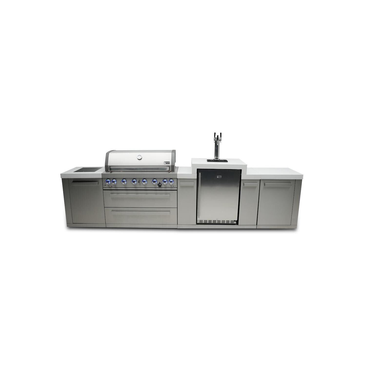 Mont Alpi Original Series 12 Ft Natural Gas Outdoor Kitchen Island w/ Side Burner & Kegerator (Ships Propane w/ Conversion Kit) - MAi805-KEG