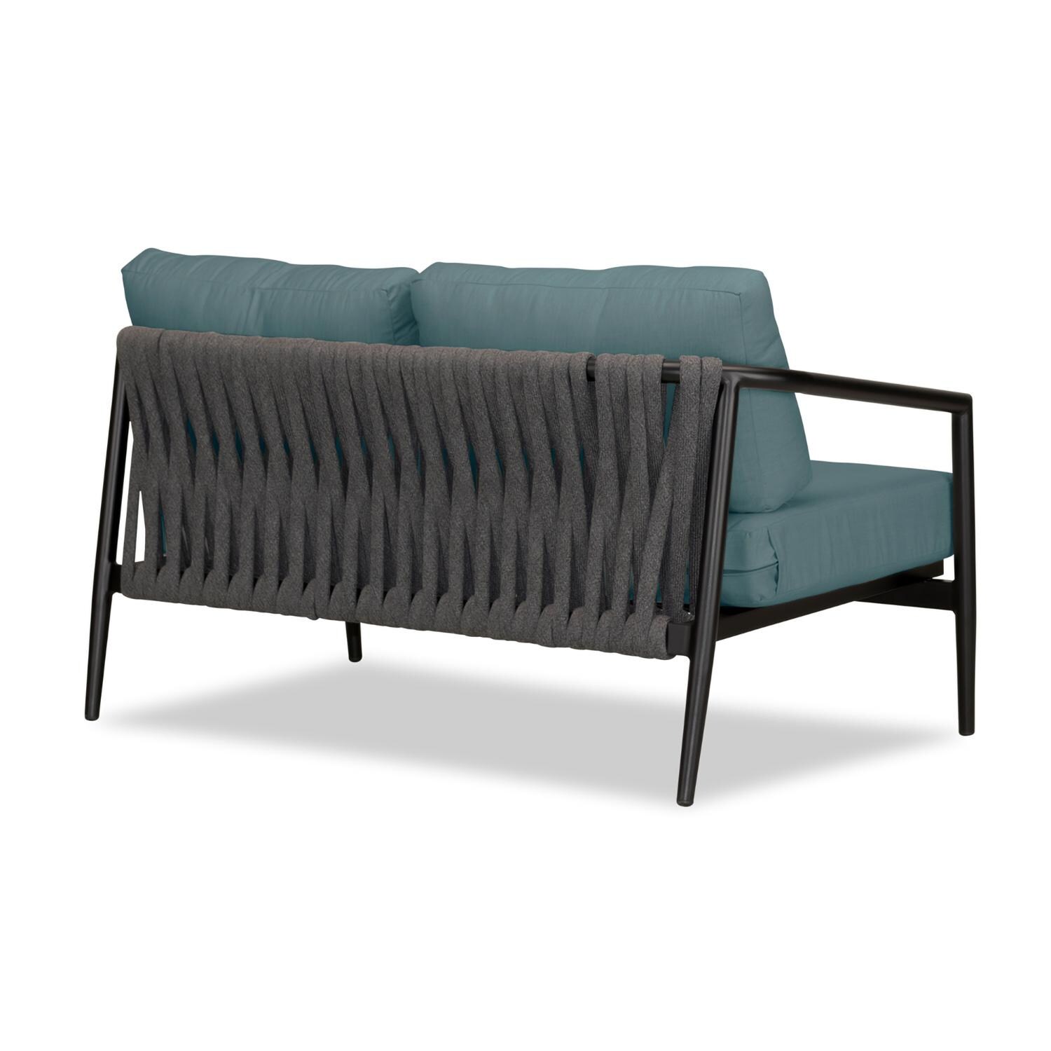 Lakeview Midnight Cove 2 Person Aluminum Loveseat in Black/Carbon/Cast Lagoon - Back Right - White Background thumbnail