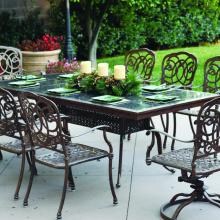 Darlee Florence 9 Piece Cast Aluminum Patio Dining Set With Granite Top Table - Mocha / Brown Granite Tile image