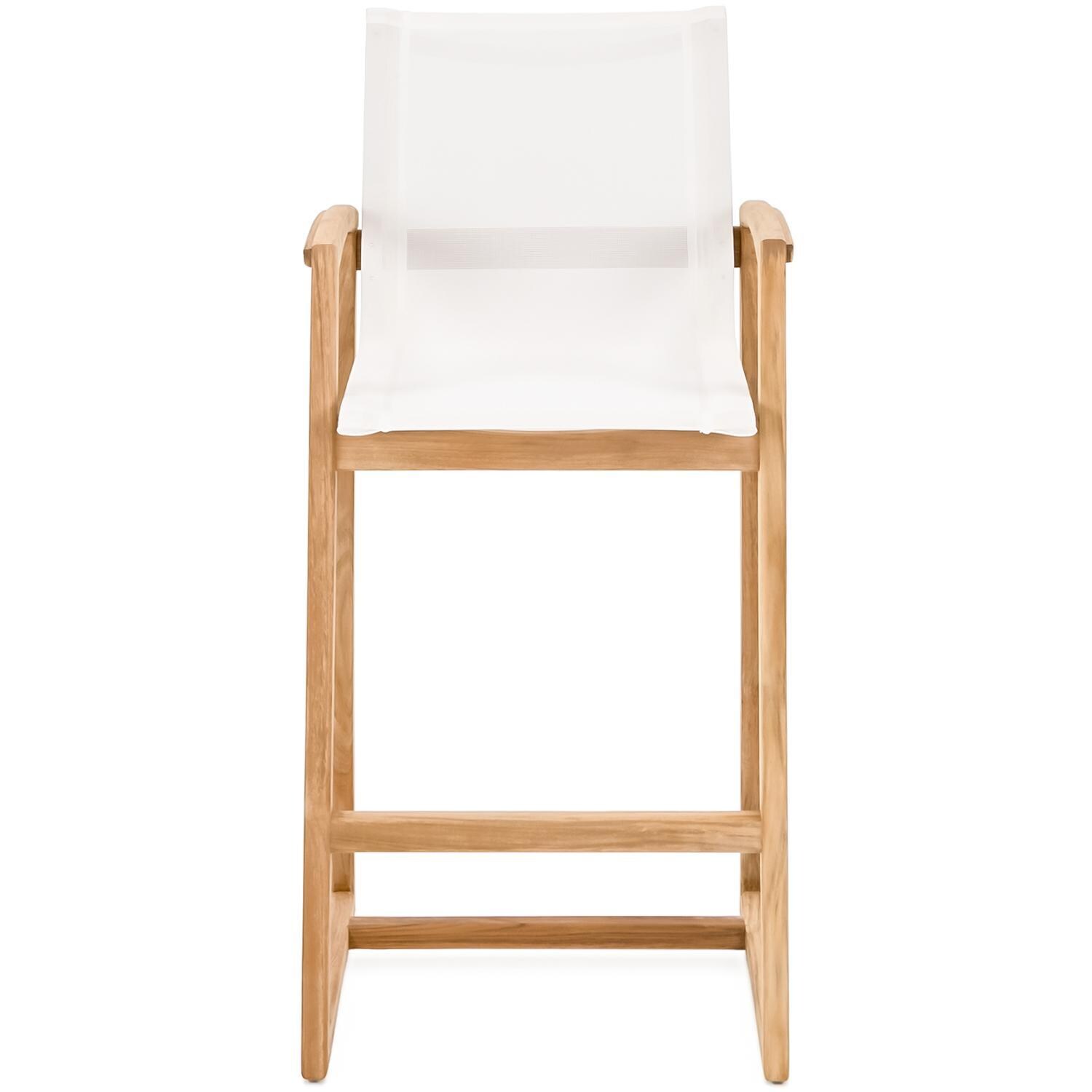 Teak + Table Capri Sling Bar Chair in White - Front - White Background thumbnail