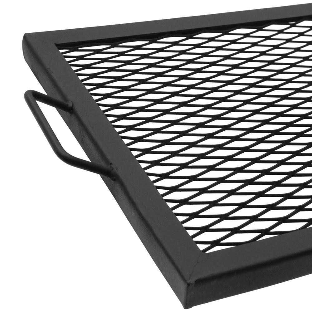 Ultimate Patio 40-Inch X-Marks Rectangle Fire Pit Cooking Grill - Handle Detail thumbnail