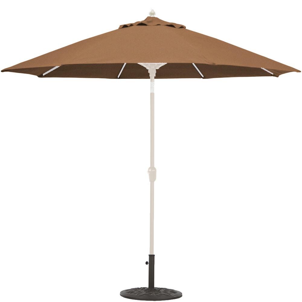 Galtech 9 Ft. Octagonal Bar Height Aluminum Patio Umbrella W/ Crank Lift & Auto Tilt - White Frame W/ Teak Sunbrella Fabric (Umbrella Base Not Included) thumbnail