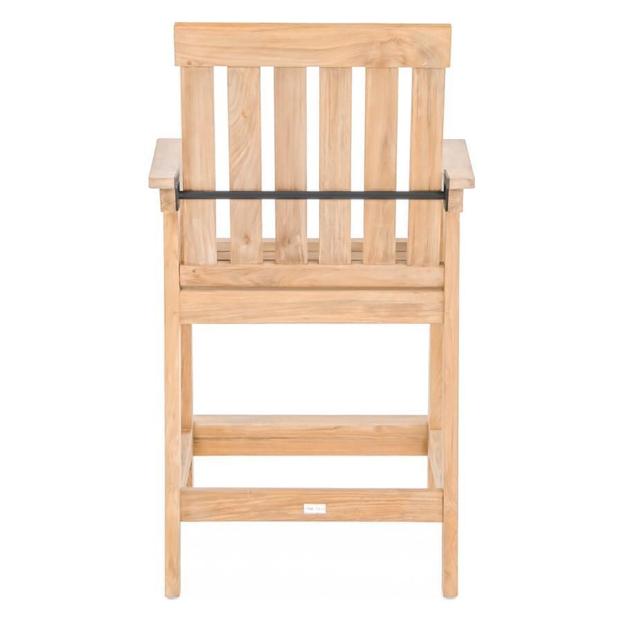 Teak + Table Monday Teak Patio Reclining Bar Stool - Back - White Background thumbnail