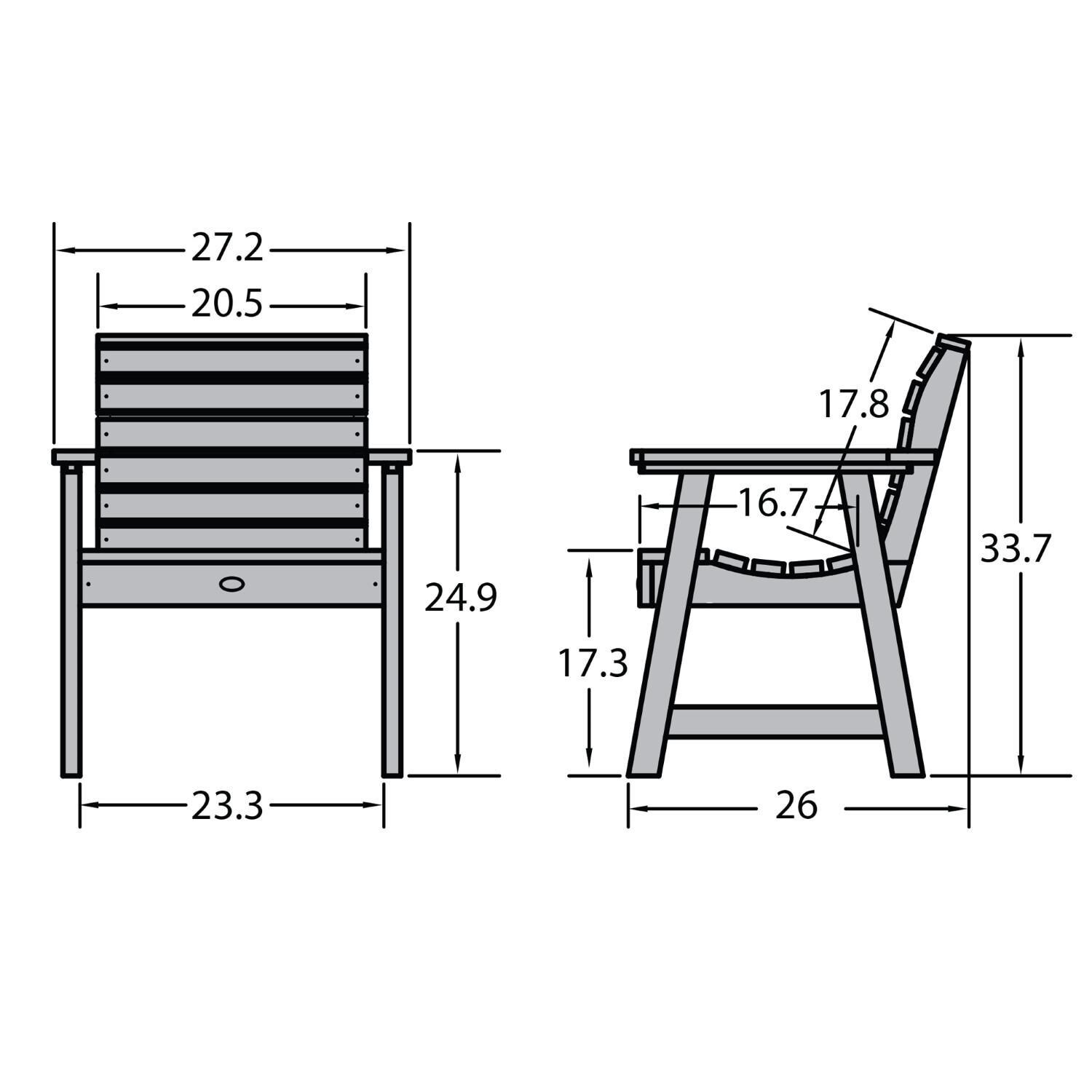 Lakeview Elm Pointe Garden Chair - Eucalyptus - Line Drawing thumbnail