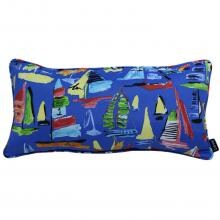 Blue Sailboats Outdoor Lumbar Pillow W/ Piping By Lava Pillows - 12 X 24