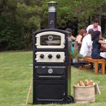 Fornetto Alto 19-Inch Wood-Fired Outdoor Pizza Oven And Smoker On Cart - Ecru White - 82-1001 image