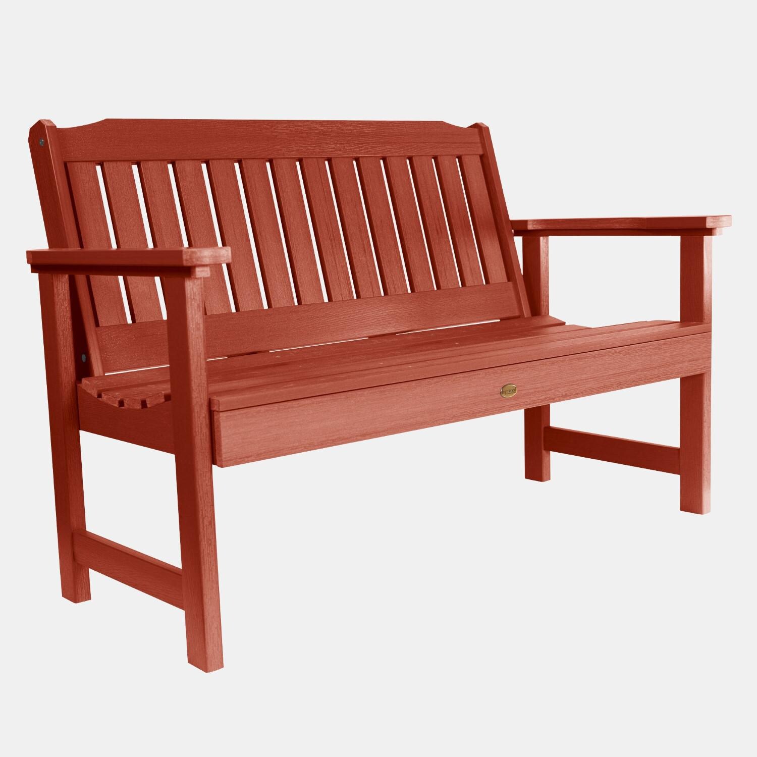 Lakeview 4-Foot Hart Lane Garden Bench - Rustic Red - On White thumbnail