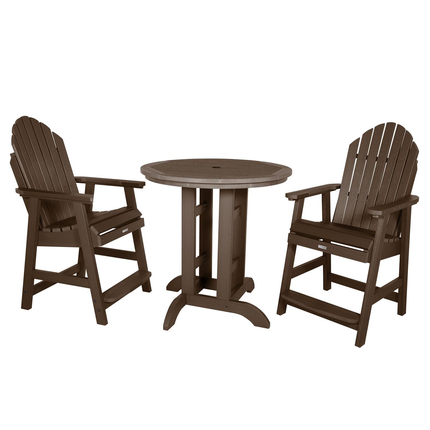Dream Bay 3 Pc Recycled Plastic Round Counter Dining Set in Weathered Acorn By Lakeview Outdoor Designs - White Background thumbnail