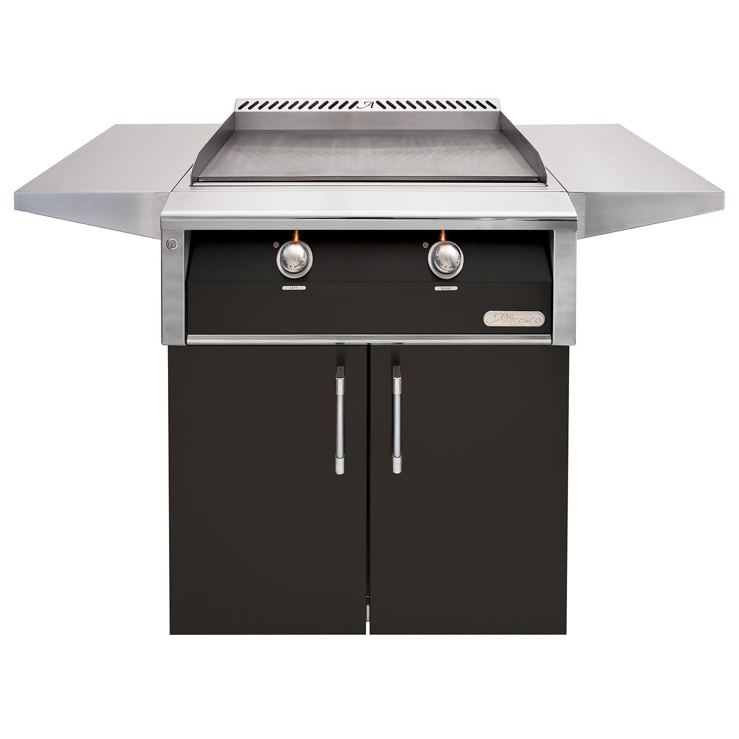 Alfresco 30-Inch Freestanding Natural Gas Griddle with Cart in Jet Black Matte - AXE-30GTC-NG-SM9005