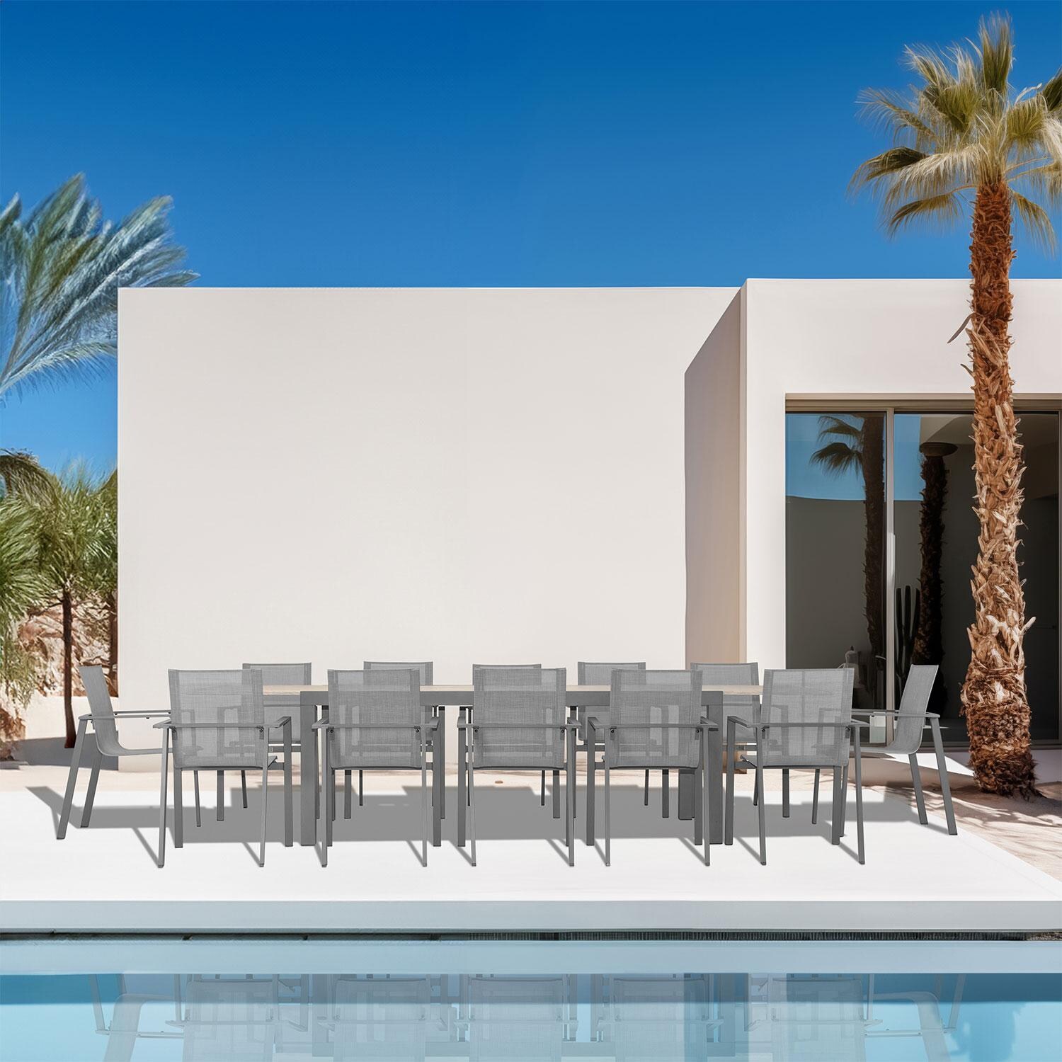 Spring Bay 13 Piece Extendable Dining Set in Slate/Barnwood - Set - By The Pool - Lifestyle thumbnail