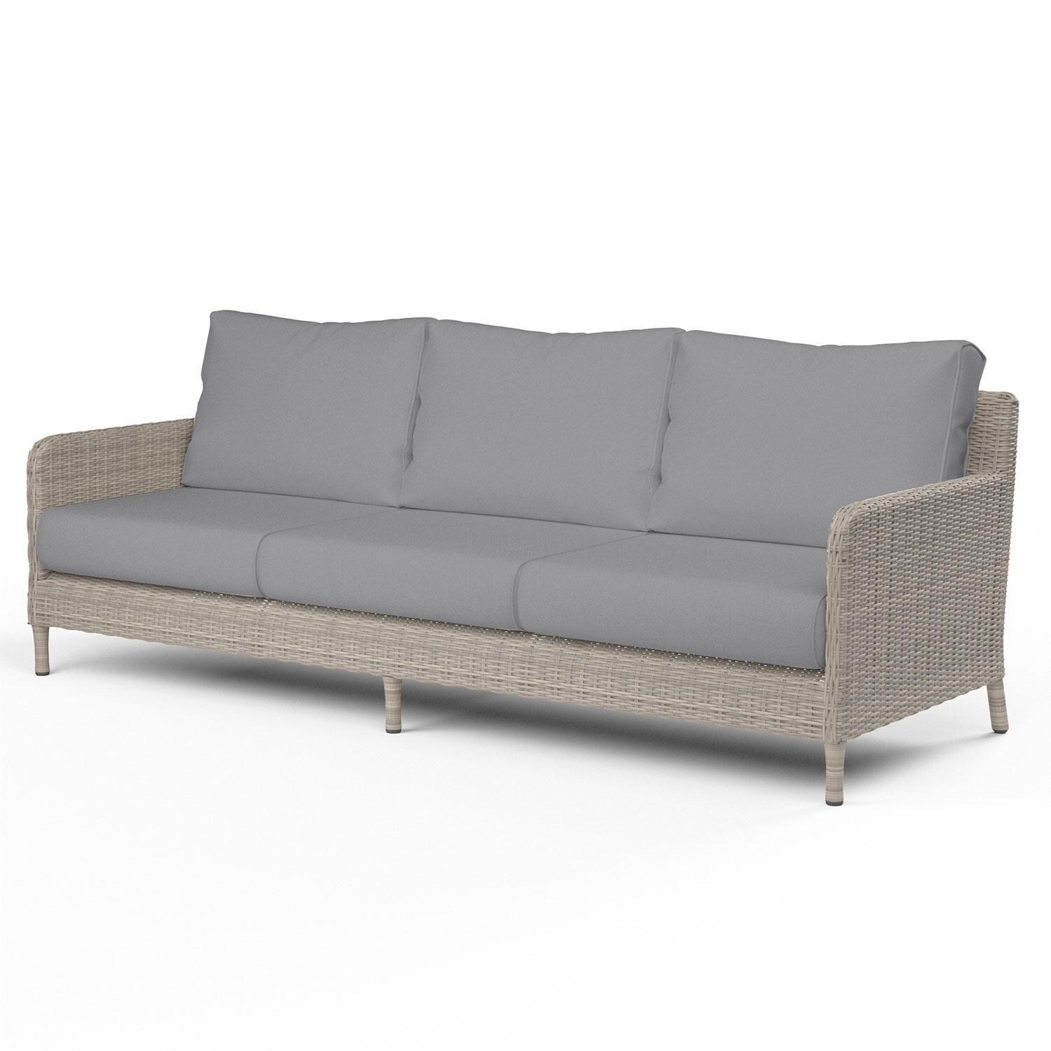 Manhattan Wicker Patio Sofa in Canvas Granite w/ Self Welt By Sunset West - Display - White Background thumbnail