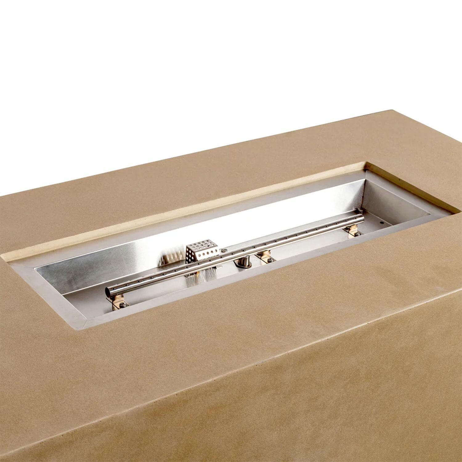 Glenwood 55-in Rectangular Concrete Propane Fire Pit in Sand by Lakeview Outdoor Designs - Burner - Detail thumbnail