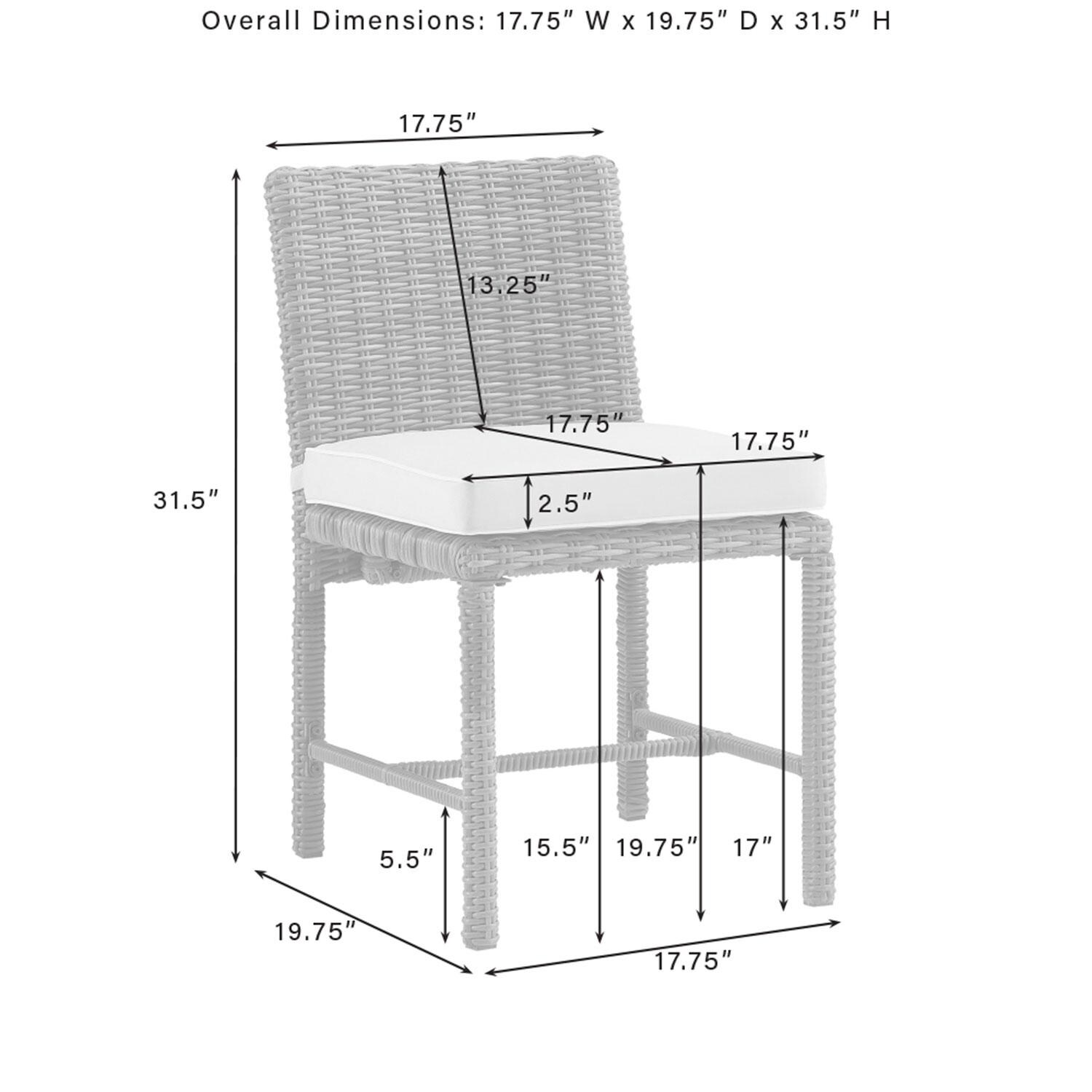 Ultimate Patio UP-92660WB-SA 5Pc Wicker Outdoor Dining Set in Sand - Club Chair Dimensions - Diagram thumbnail