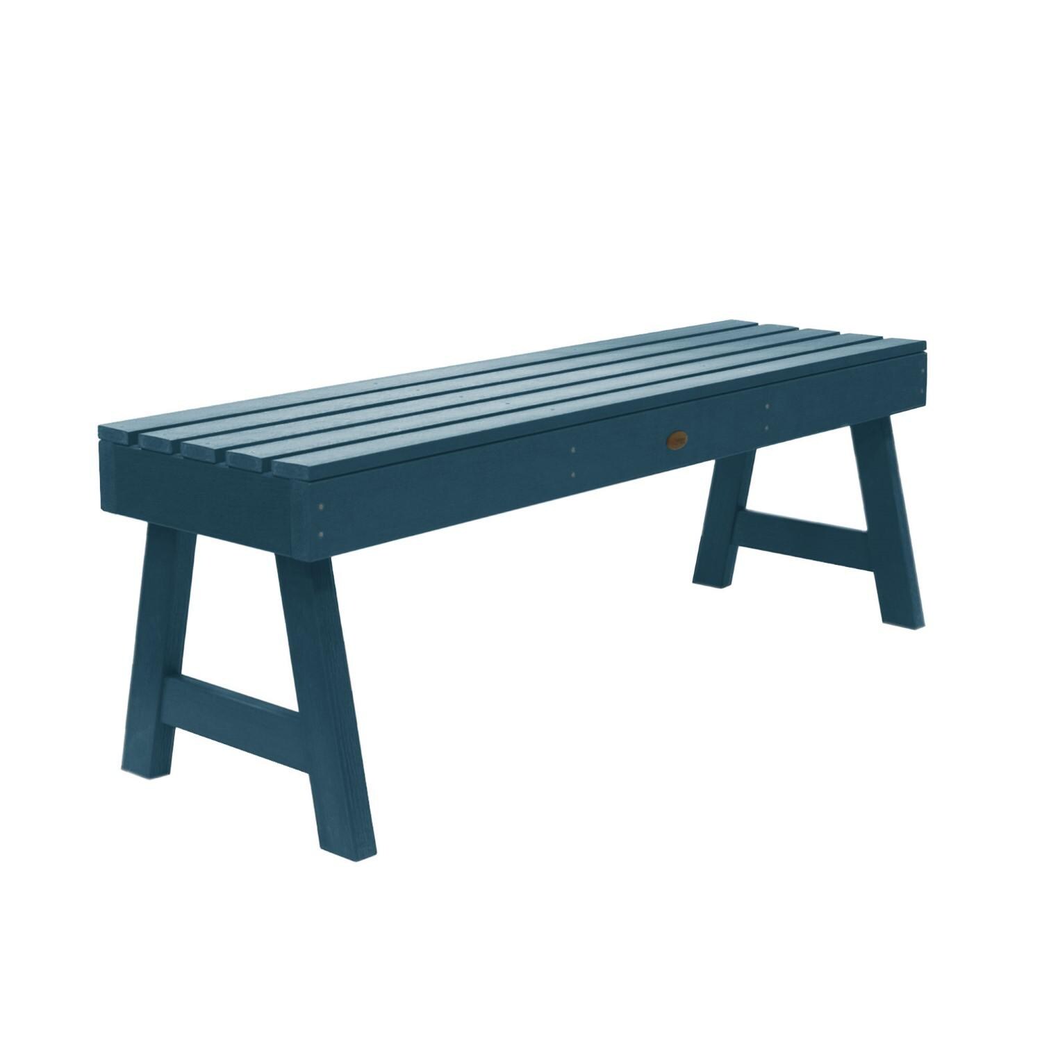Lakeview Elm Pointe 4-Foot Garden Bench - Nantucket Blue - On White thumbnail