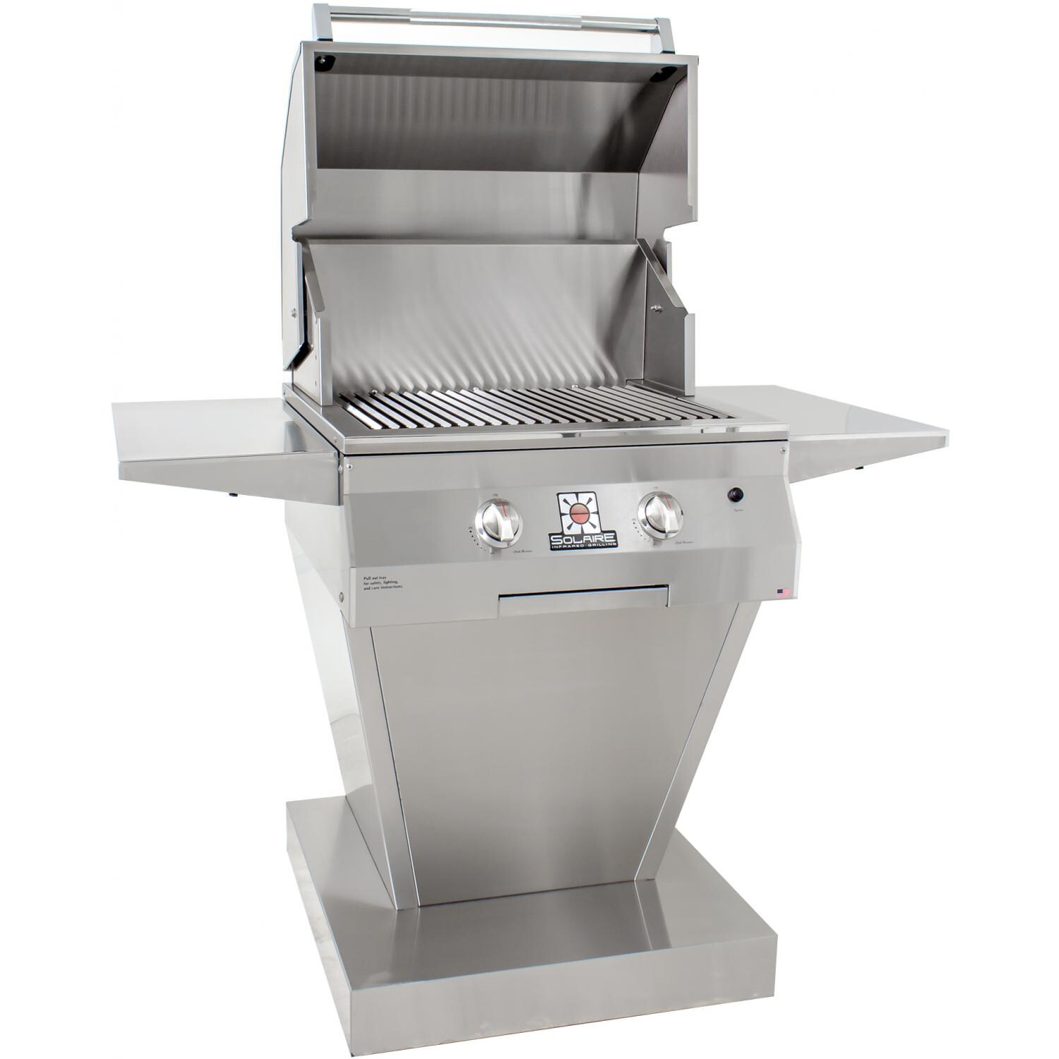 Solaire Gas Grills 27 Inch Deluxe InfraVection Propane Gas Grill On Angular Pedestal Base - Angled thumbnail