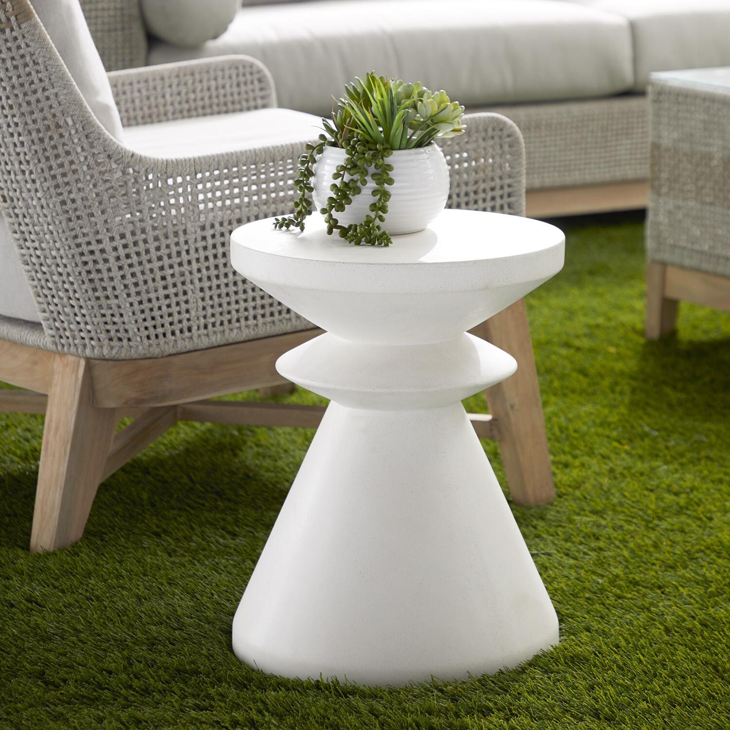 Lakeview Pawn Ivory Concrete Accent Table thumbnail