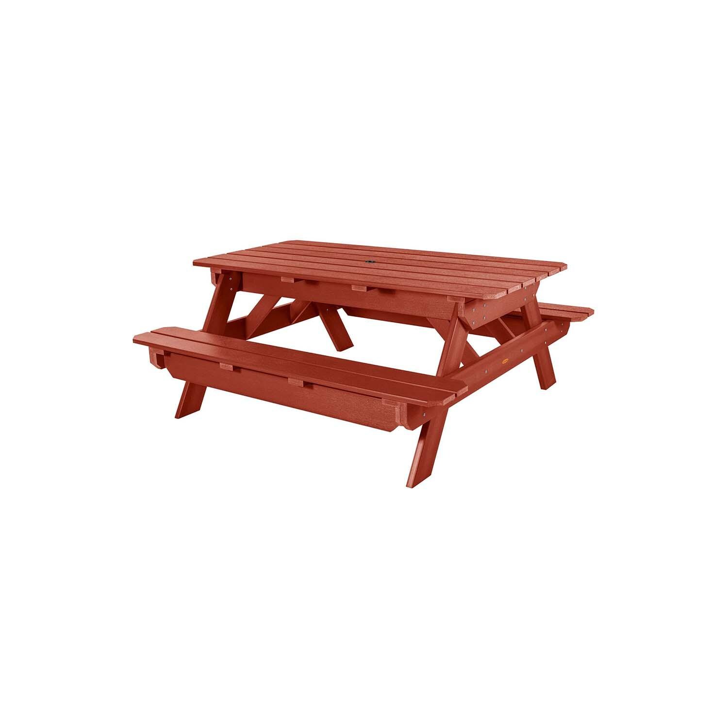 Lookwood 71 Inch Rustic Red Polyresin Picnic Table By Lakeview Outdoor Designs - White Background thumbnail
