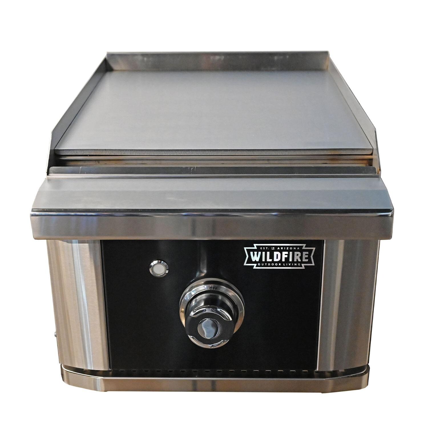 Wildfire WFSDGRD-BSS-LP Ranch PRO 15 Inch Black 304 SS Propane Side Griddle - Display - White Background thumbnail