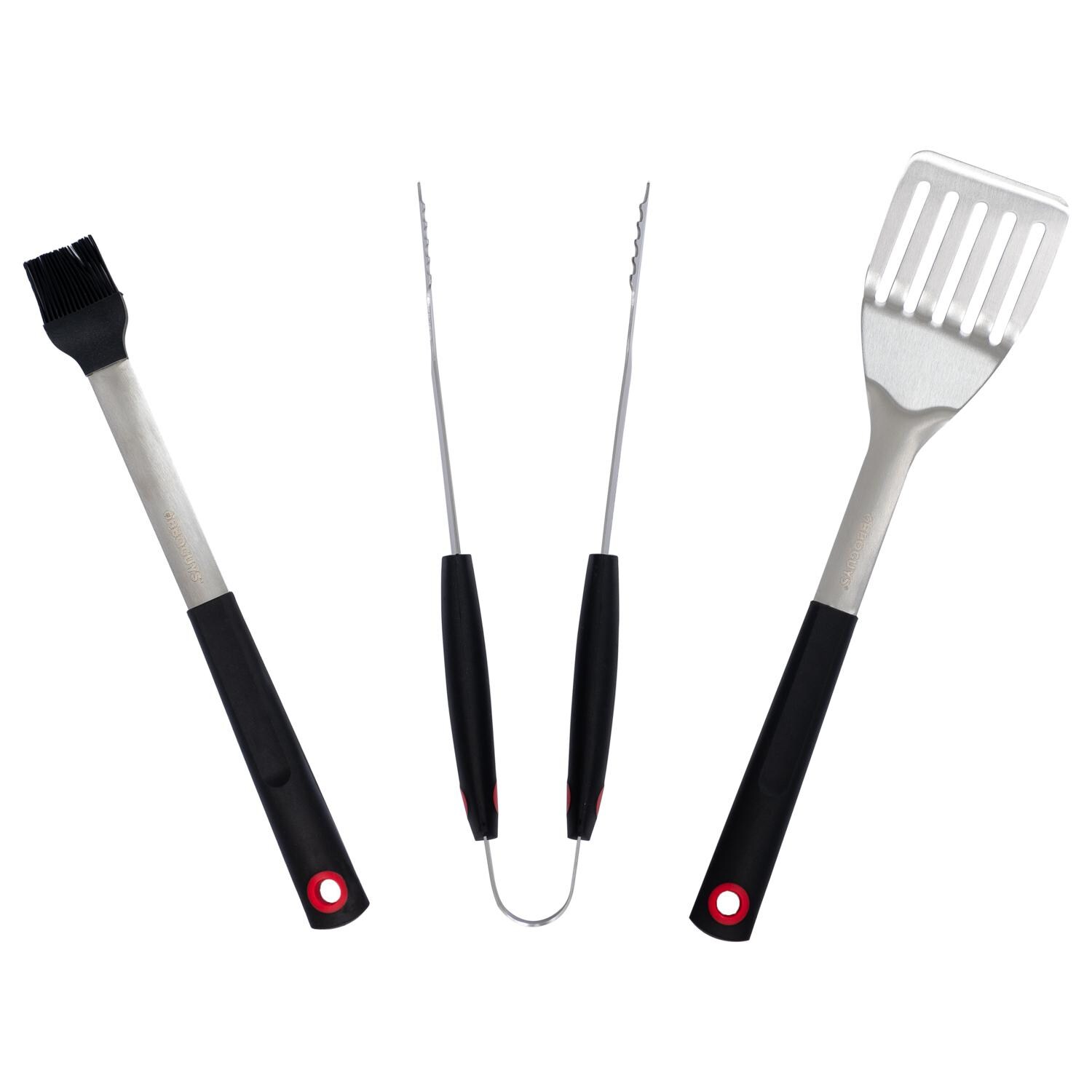 BBQGuys Signature BBQ-3PC-TS 3-Piece Stainless Steel W/ Molded Handles Tool Set thumbnail