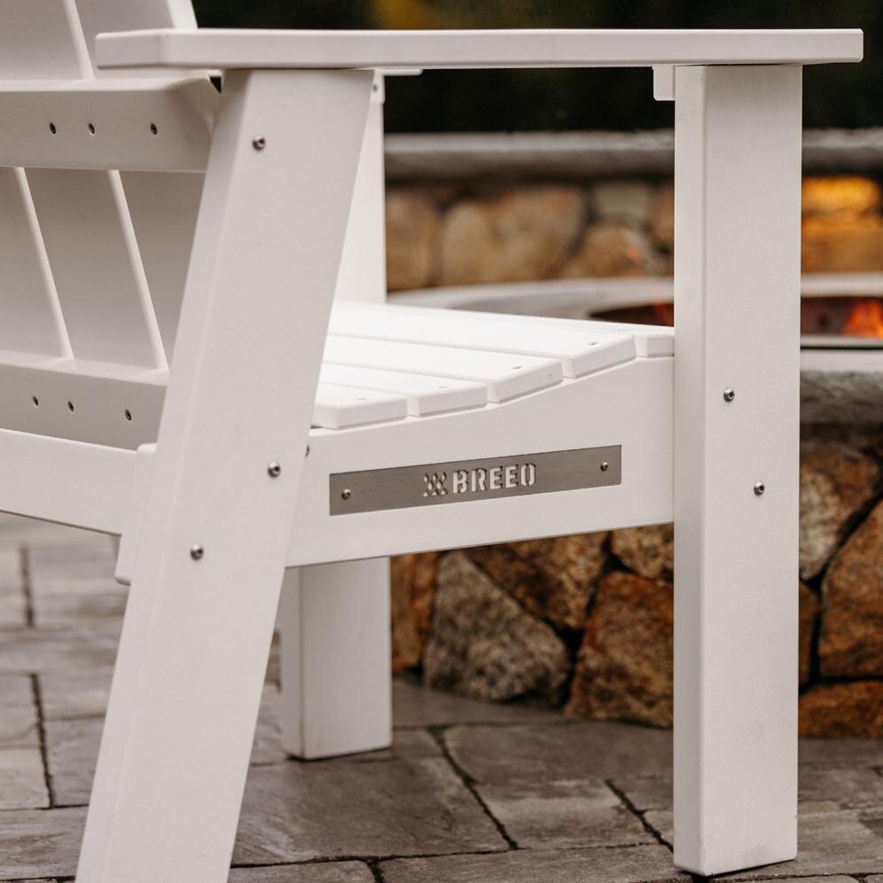 Breeo BR-X-WHPYCR X Series Wood Chair in White - Name Plate - Lifestyle thumbnail