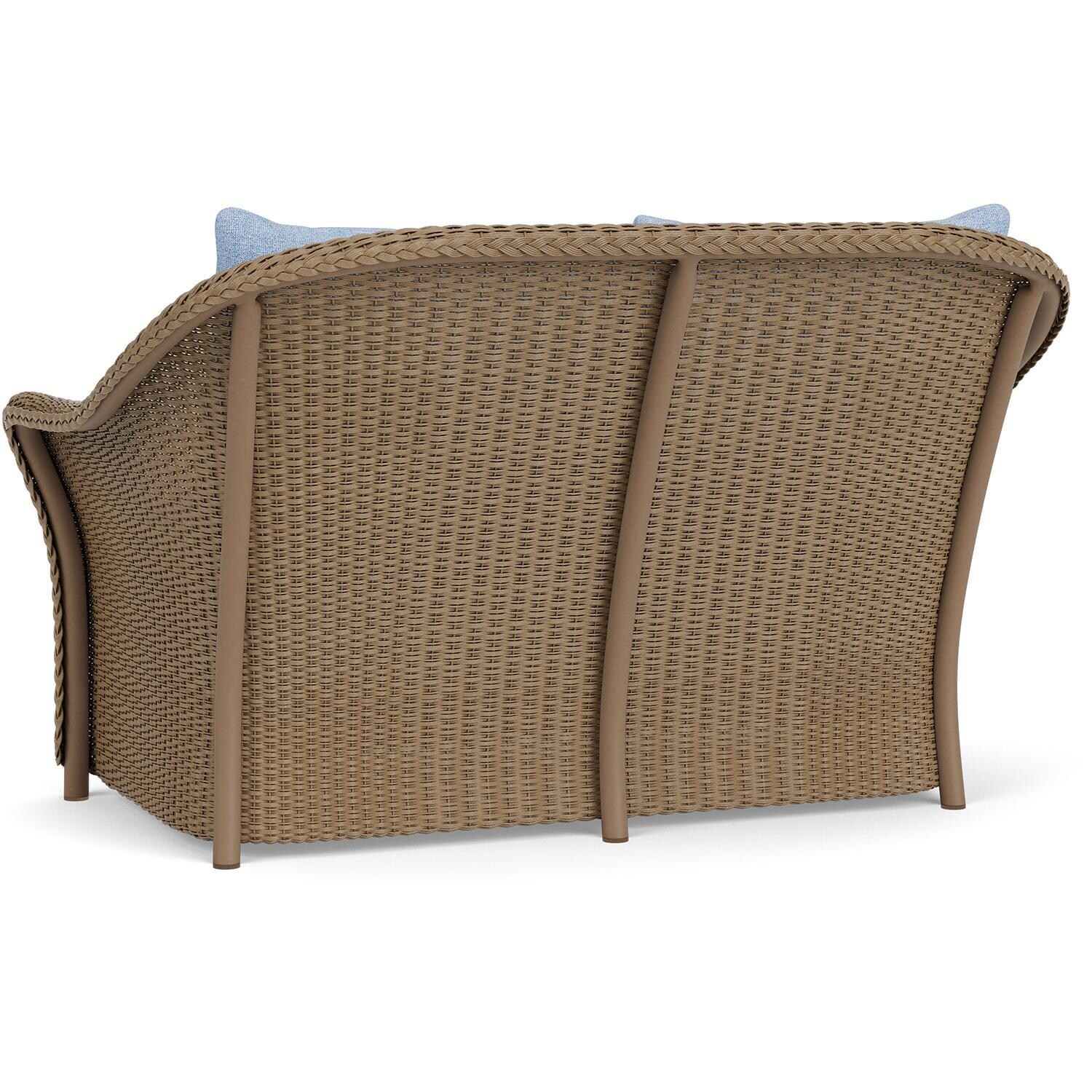 Lloyd Flanders Weekend Retreat Loveseat in Fawn Finish W/ Demo Skyway Fabric - Back Left thumbnail