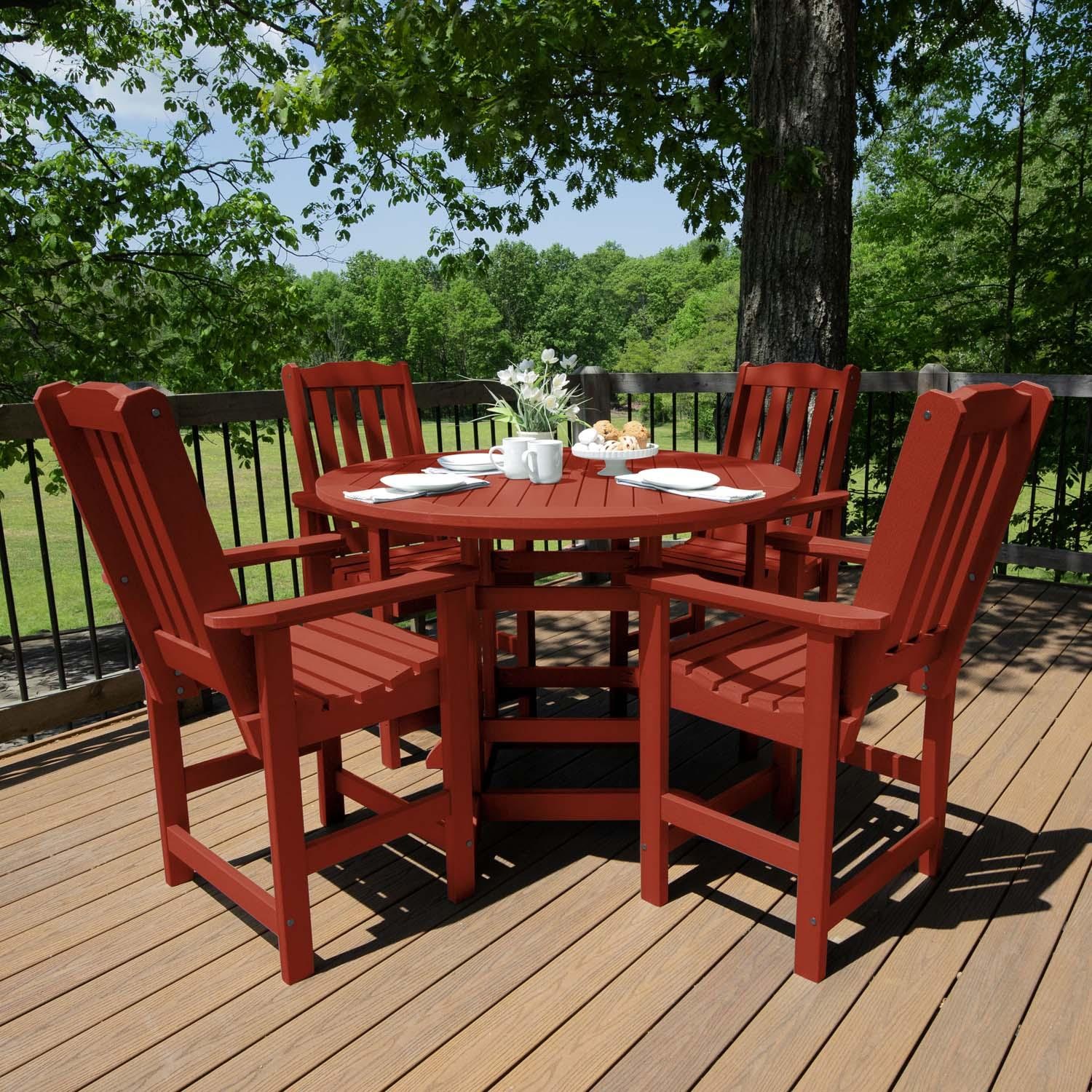 Lakeview Outdoor Designs Hart Lane 5 Pc Recycled Plastic Counter Height Dining Set in Rustic Red by - LV-CNL48-RED