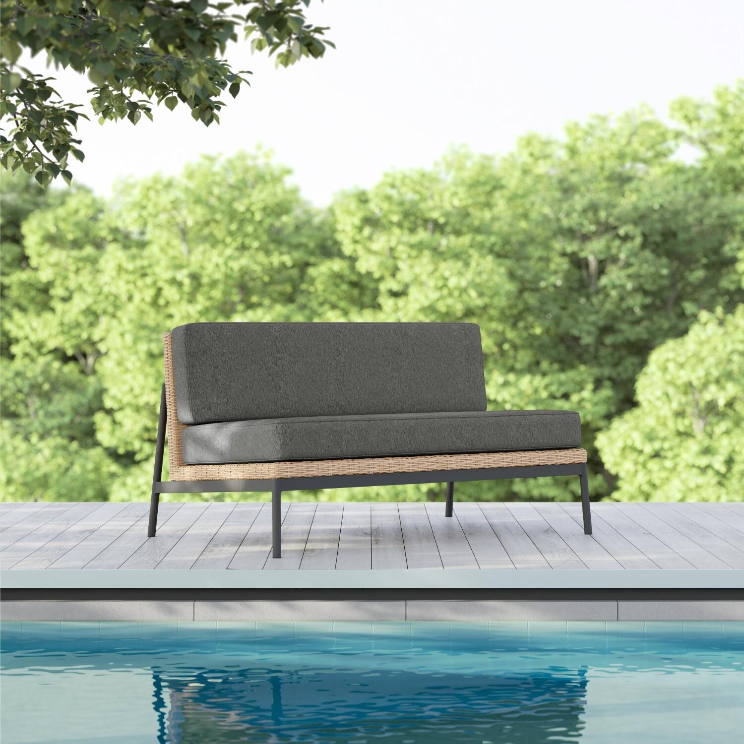 Azzurro Living TER-W03S2-CU Terra Wicker Sofa in Natural/Midnight - Hero - Lifestyle thumbnail