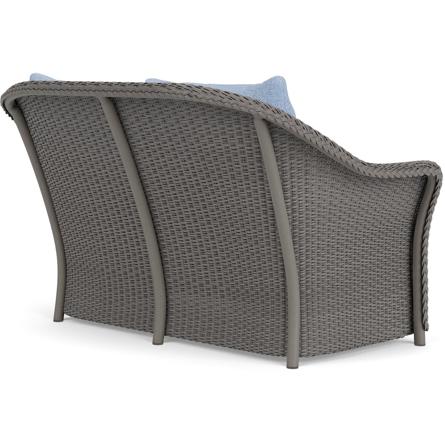 Lloyd Flanders Weekend Retreat Loveseat in Pewter Finish W/ Demo Skyway Fabric - Back Right thumbnail