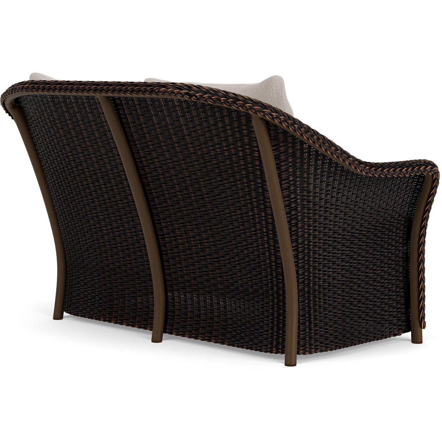 Lloyd Flanders Weekend Retreat Loveseat in Mink Finish W/ Remy Cloud Fabric - Back Right thumbnail