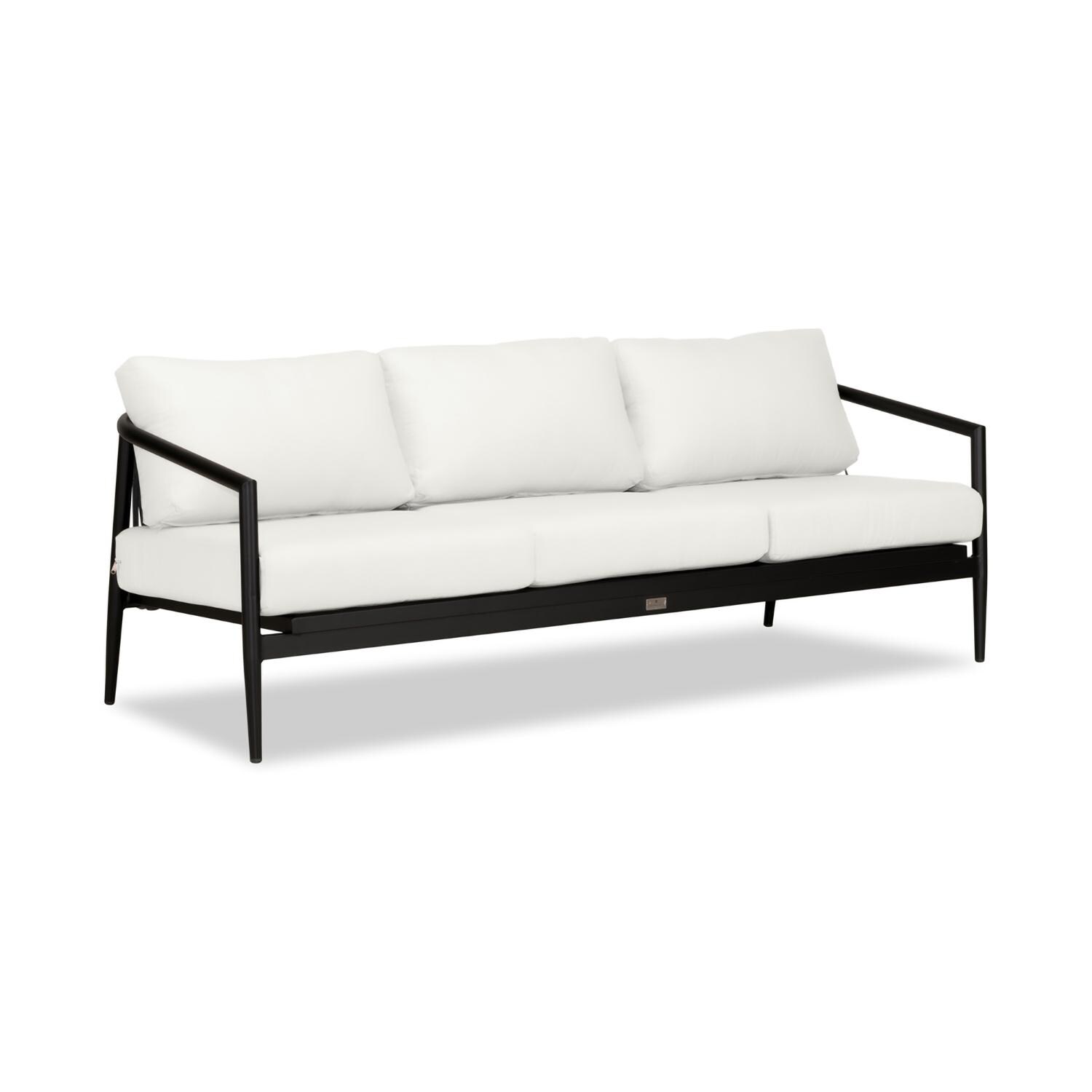 Lakeview Midnight Cove 3 Person Aluminum Sofa in Black/Carbon/Canvas Natural - Angled - White Background thumbnail