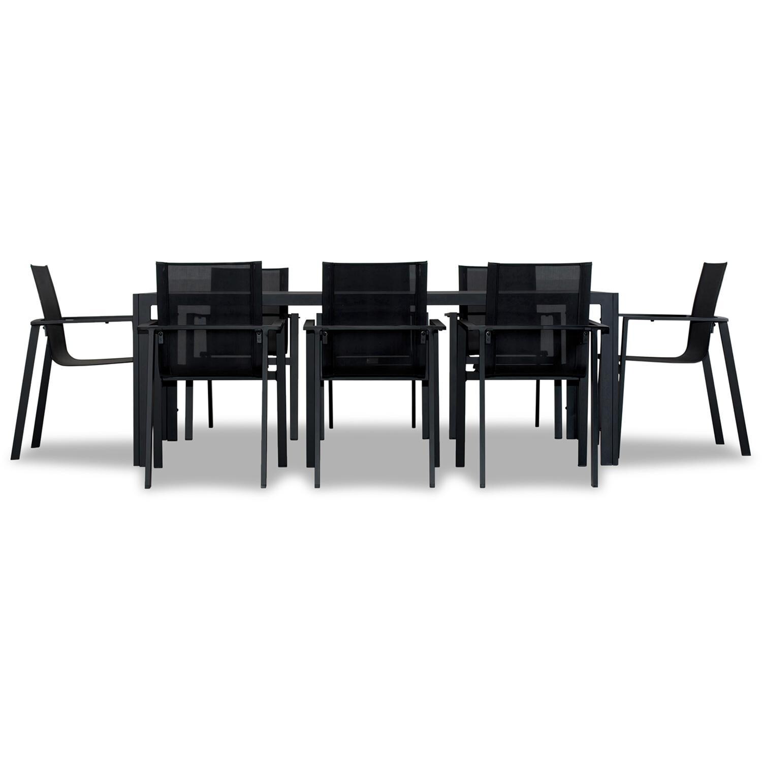 Spring Bay 9 Piece Dining Set in Black - Front View - White Background thumbnail