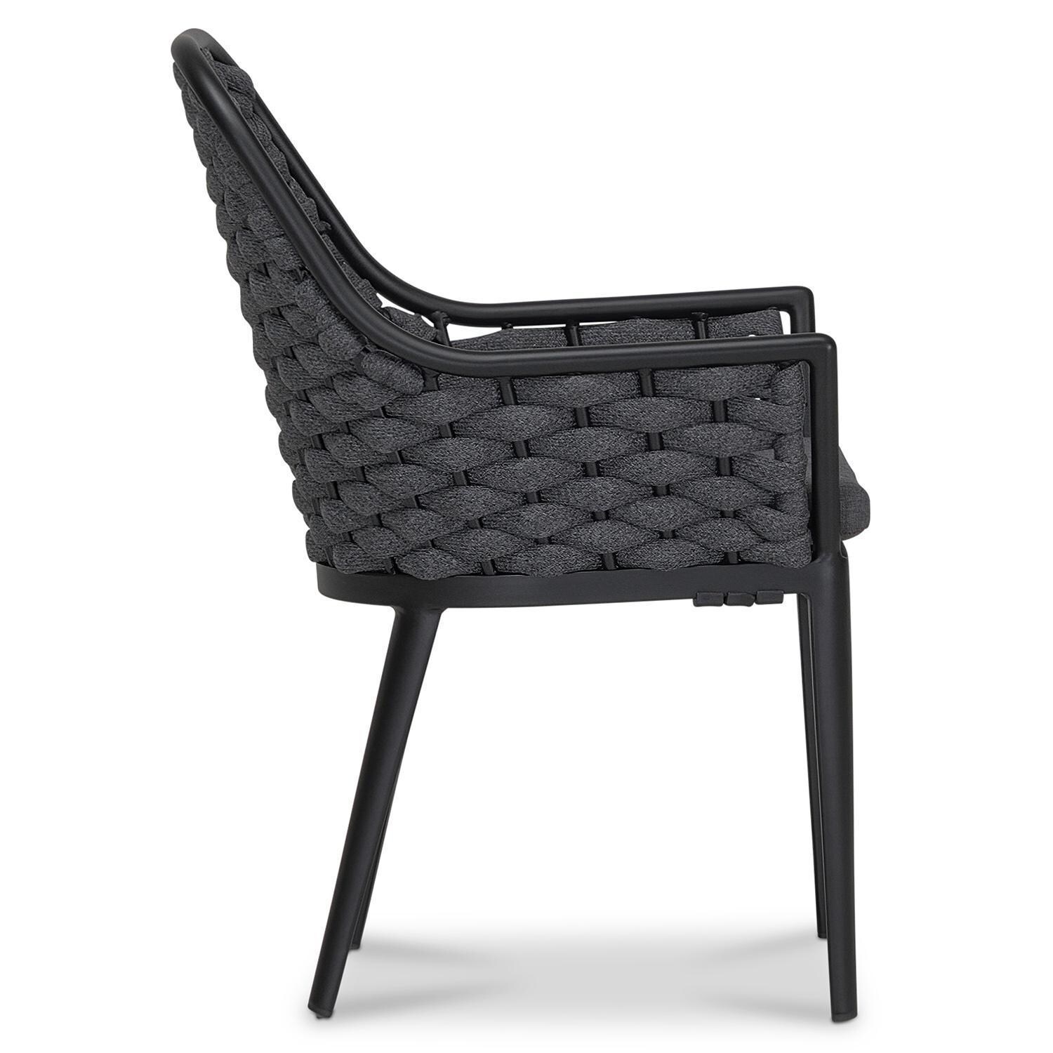 Chloe Bay Aluminum Dining Chair in Black by Lakeview - Side View - White Background thumbnail