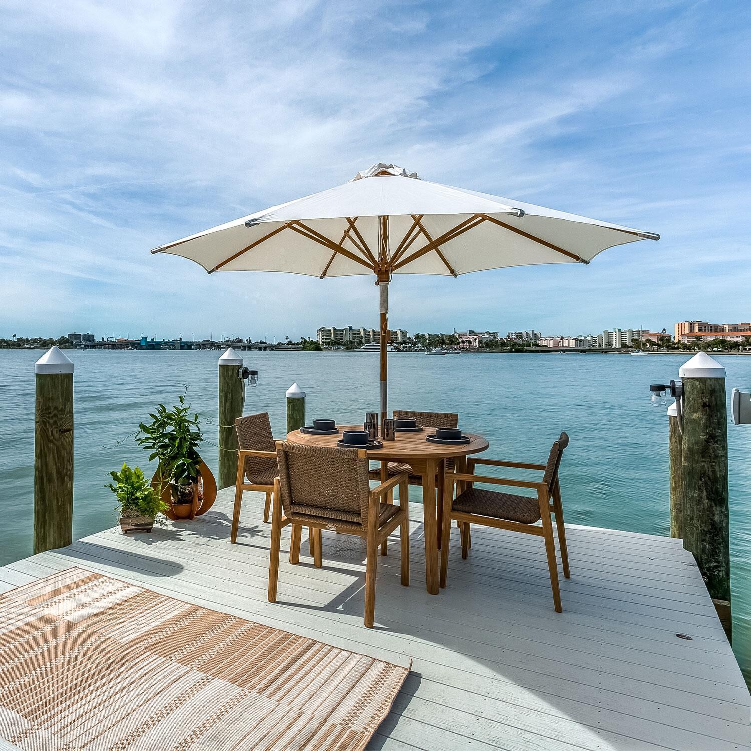 Admiral 50 Inch Round Dining Table by Royal Teak Collection - Deck Setting - Lifestyle thumbnail