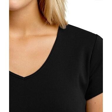 District Threads Ladies Perfect Fit 1x1 V-Neck T-Shirt 4XL - Jet Black