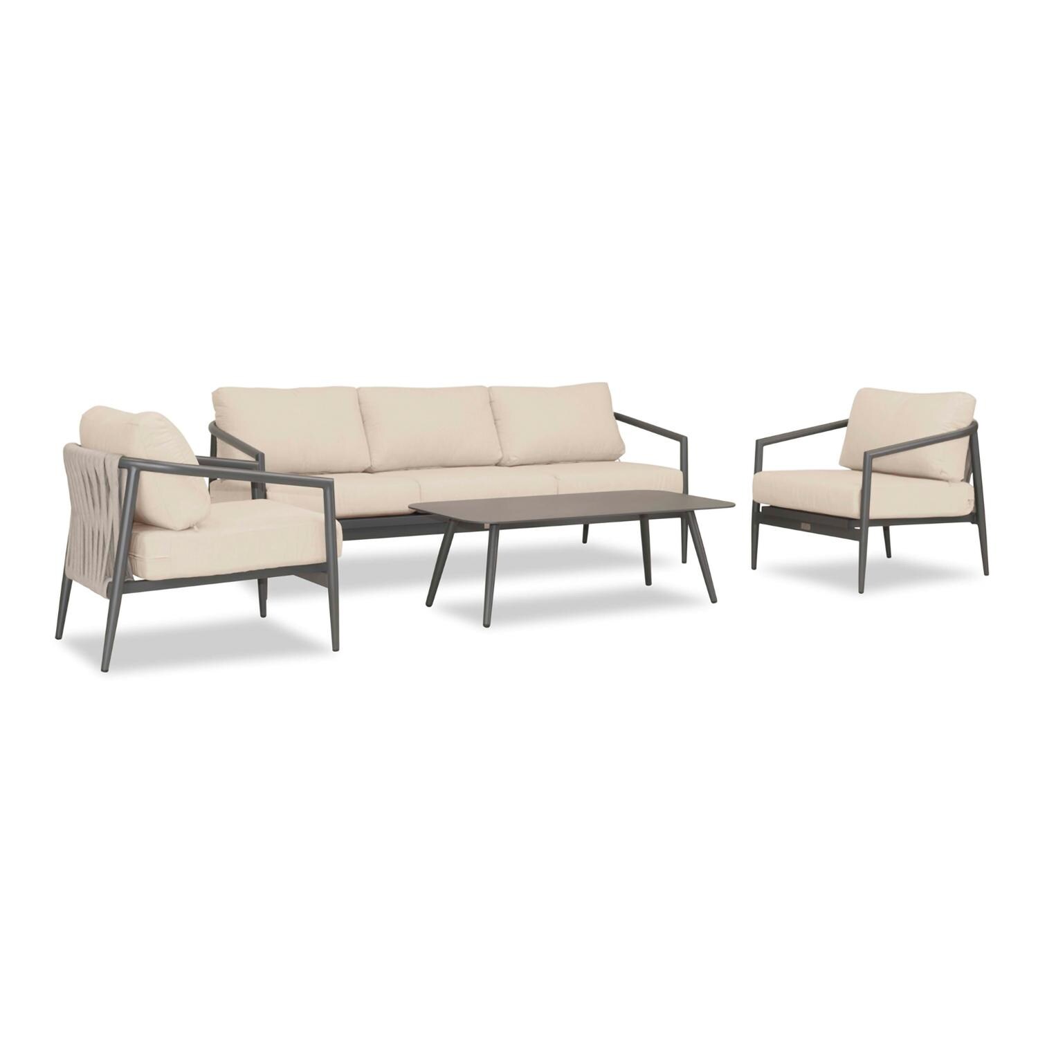 Lakeview Midnight Cove 4 Pc Aluminum Sofa Seating Set in Slate/Pebble Gray/Canvas Flax - Angled - White Background thumbnail