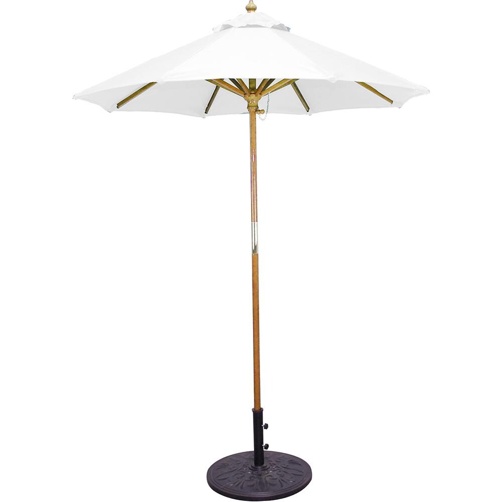 Galtech 6 Ft. Octagonal Hardwood Patio Market Umbrella W/ Push Lift - Light Wood W/ Sunbrella Canvas Natural Canopy