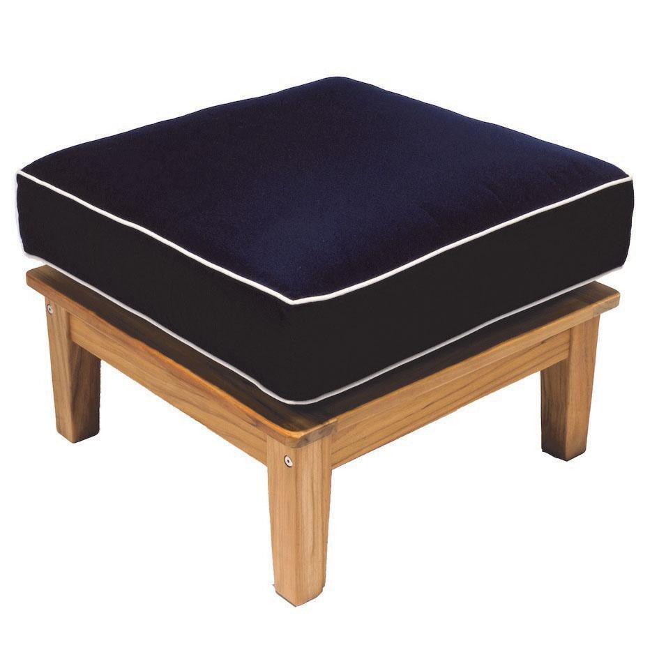 Miami Teak Ottoman in Canvas Navy by Royal Teak Collection