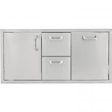 BBQGuys Kingston Series 42-Inch Stainless Steel Door, Double Drawer & Roll-Out Trash Bin Combo image