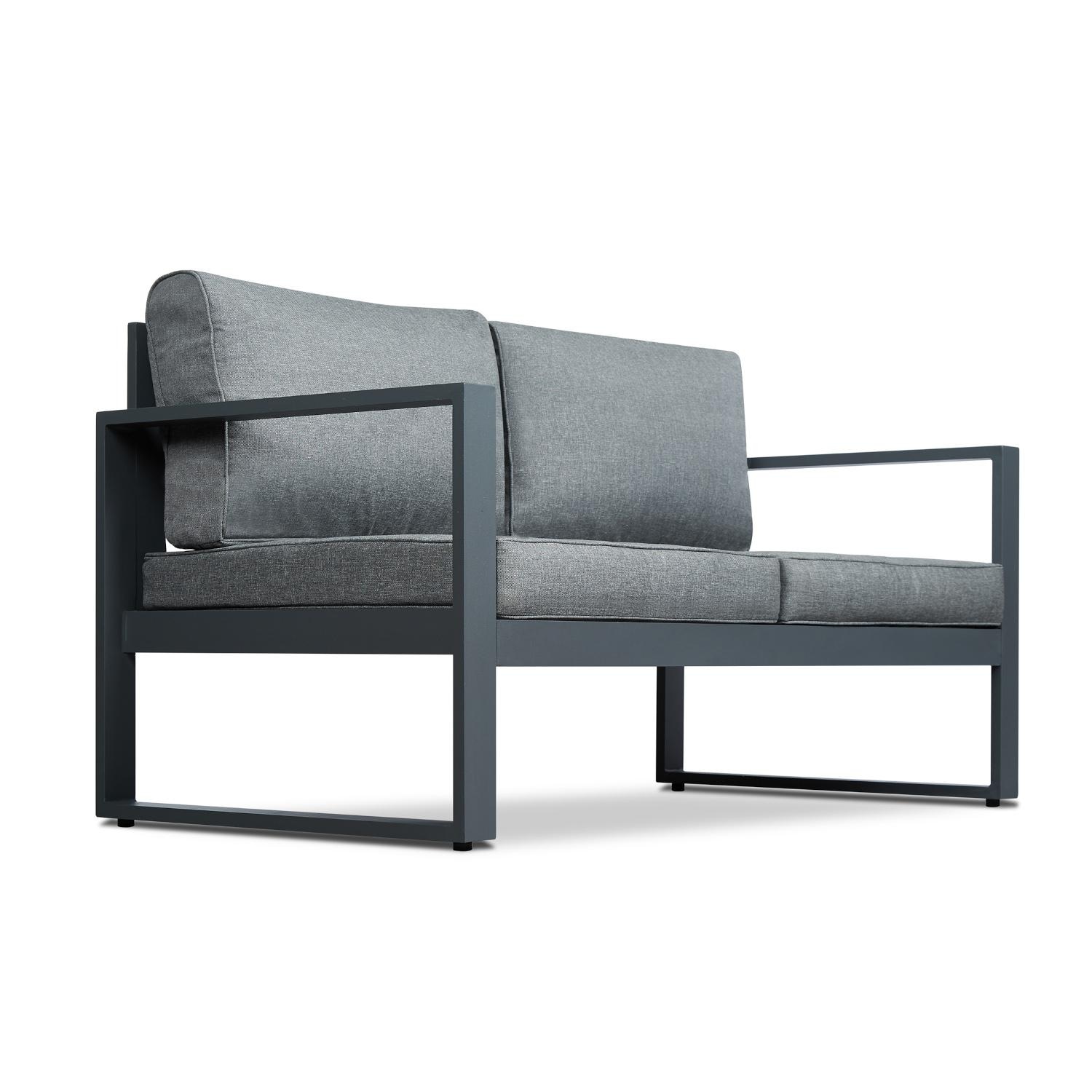 Lakeview Villa Flora Gray W/ Gray Cushions Aluminum Loveseat - Full View thumbnail