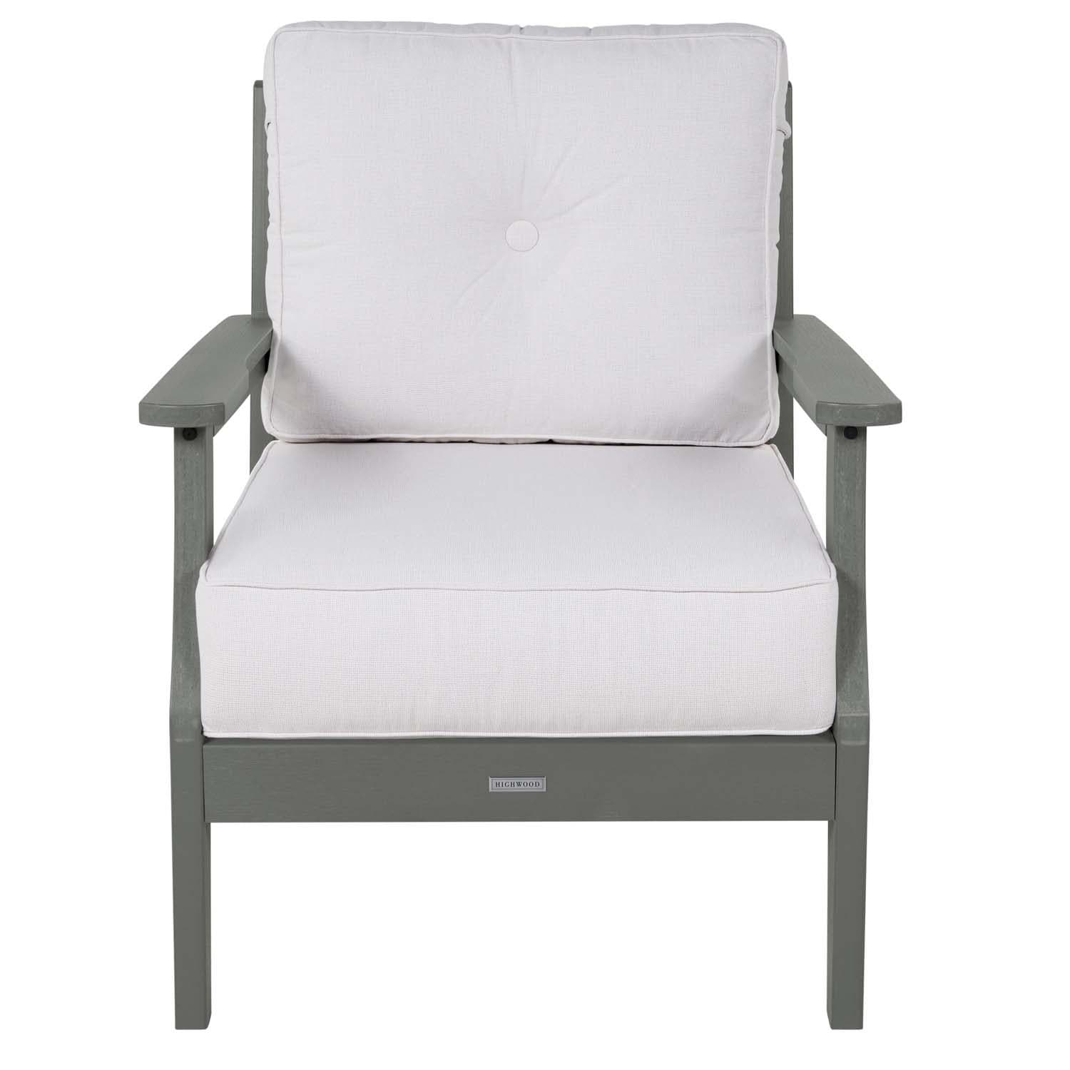 Blushing Bay Recycled Plastic Club Chair in Bliss Linen/Coastal Teak by Lakeview Outdoor Designs - White Background thumbnail
