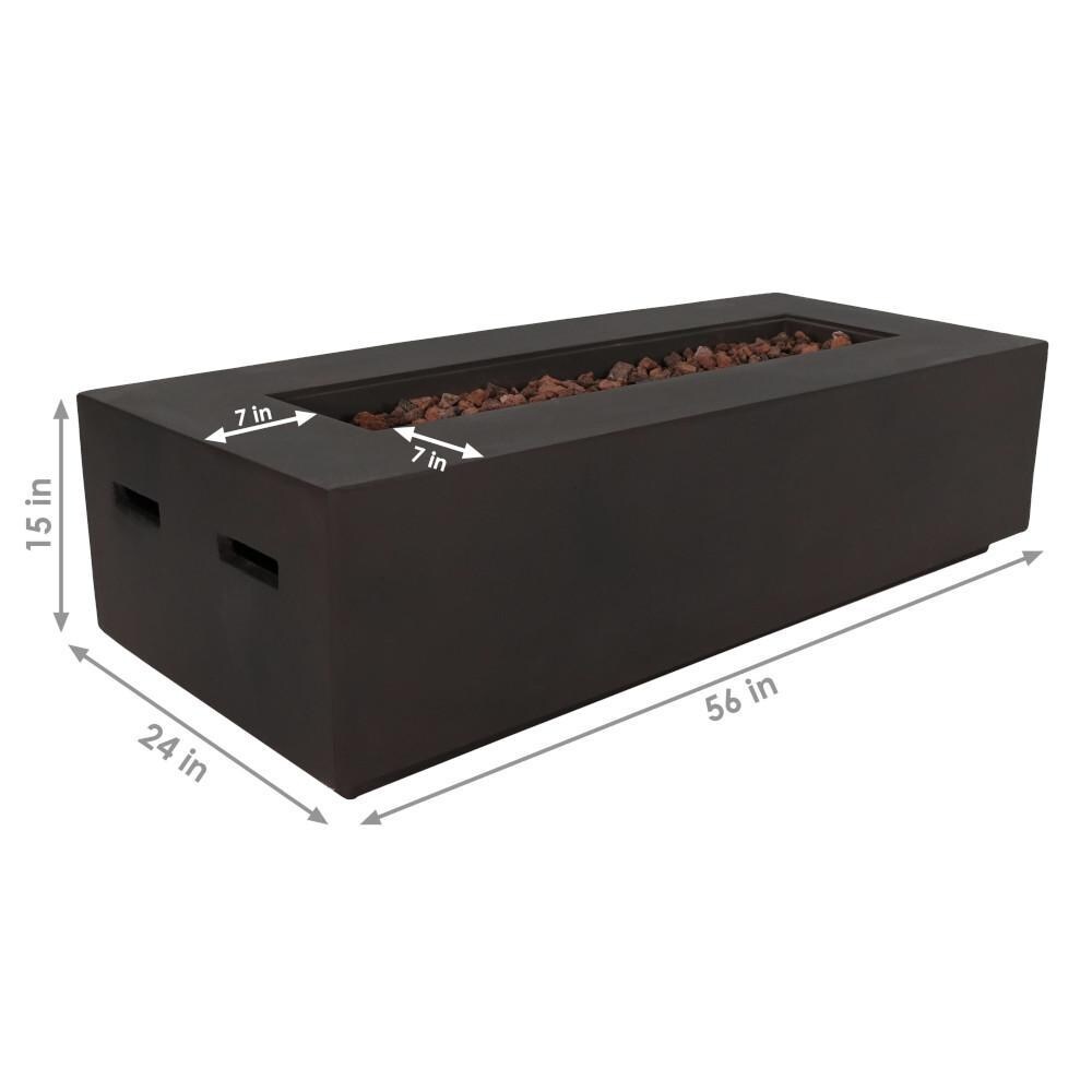Ultimate Patio 56-Inch Rectangular Propane Gas Fire Pit Coffee Table - Dimensions thumbnail