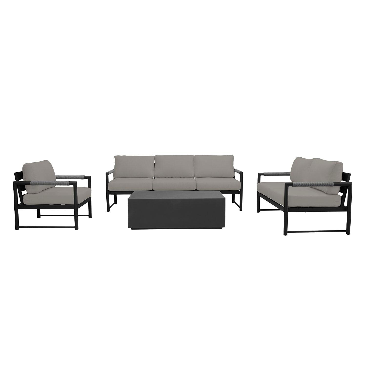 Lakeview AVEBAY-BK-CO-SET137-CC Avenue Bay Black/Carbon 4 Pc Sofa Loveseat Set - Canvas Charcoal - Display - White Background thumbnail