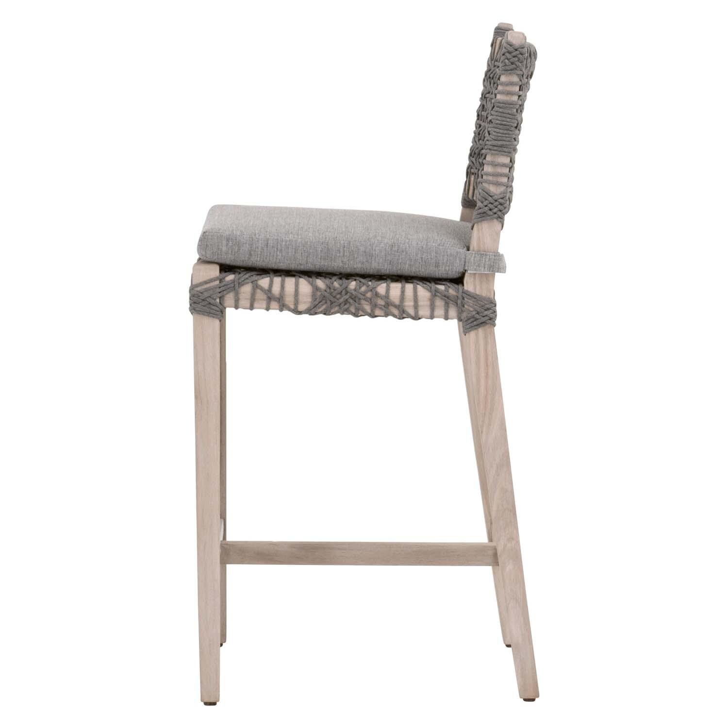 Blushing Bay Woven Rope Counter Bar Stool in Dove By Lakeview - Side View thumbnail