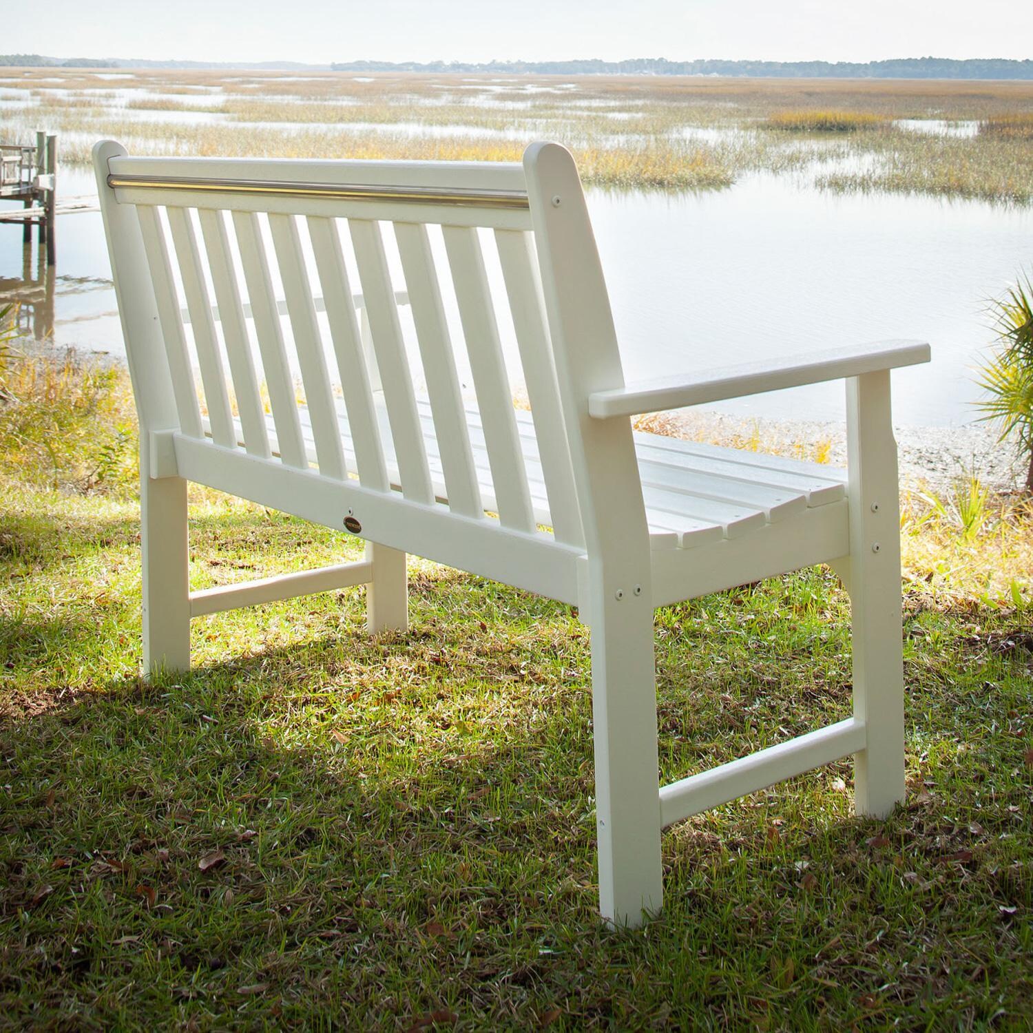 POLYWOOD Vineyard 48-Inch Bench - White - Rear View thumbnail