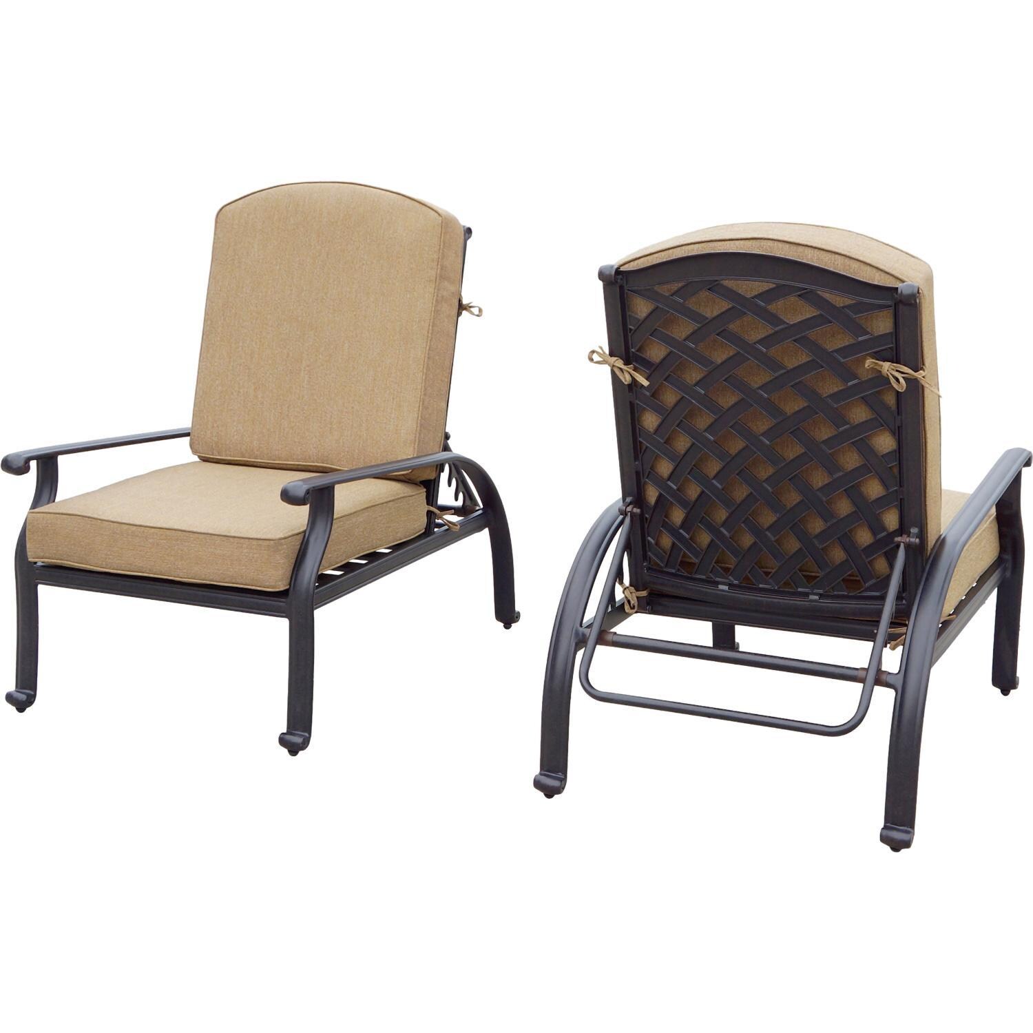 Darlee Nassau 3-Piece Patio Adjustable Club Chair Conversation Set with 21 Inch Square Ice Bucket End Table - Chairs - White Background thumbnail