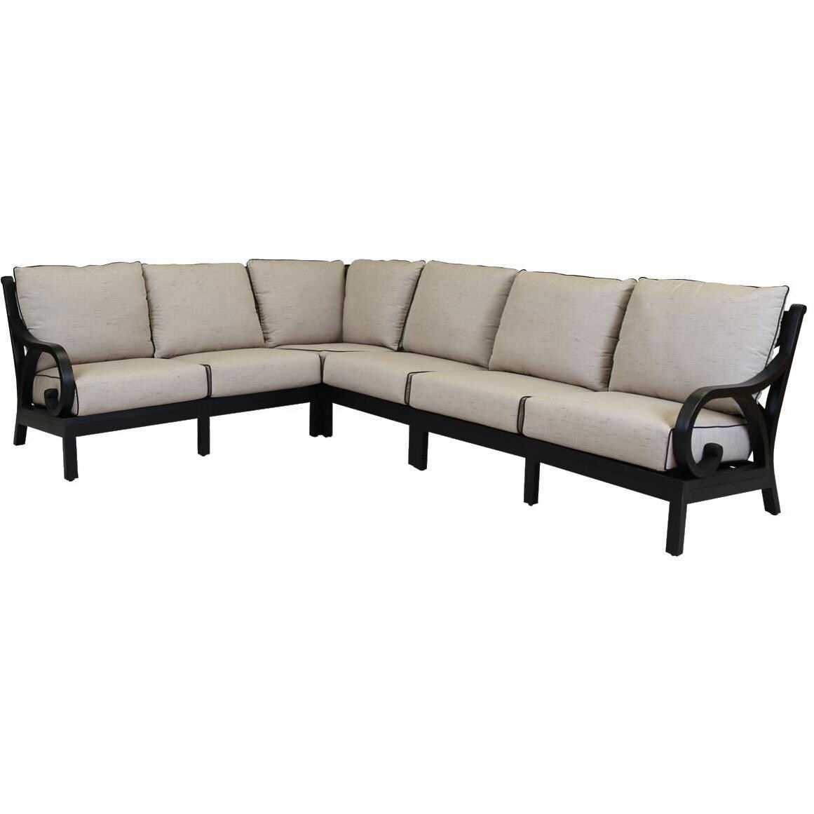 Monterey 4 Piece Cast Aluminum Patio Sectional Set W/ Sunbrella Frequency Sand Cushions By Sunset West thumbnail