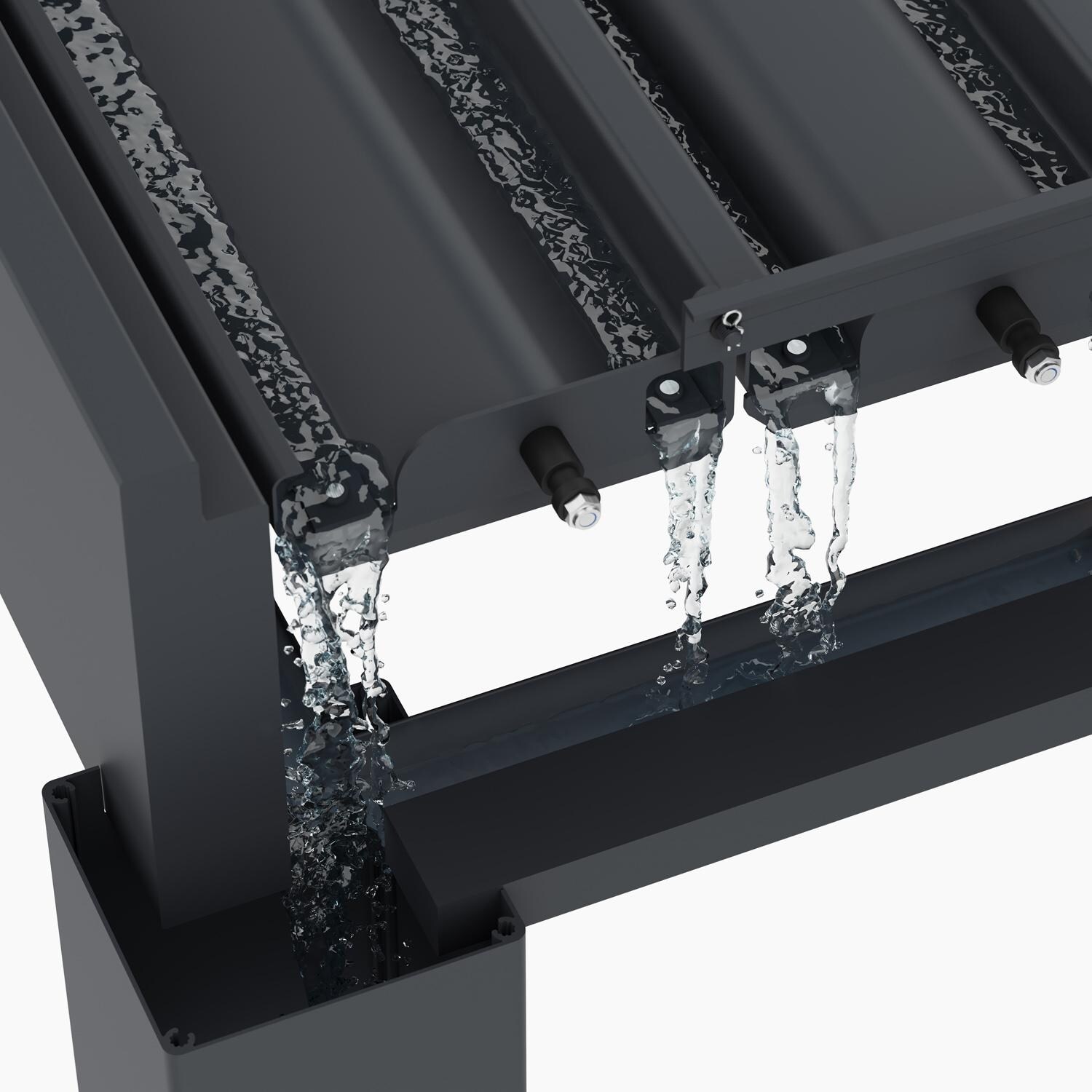 Paragon Outdoor PRGRT-1012GY Grand Tuscan 10' x 12' Slate Gray Aluminum Louvered Pergola - Drainage - Detail thumbnail