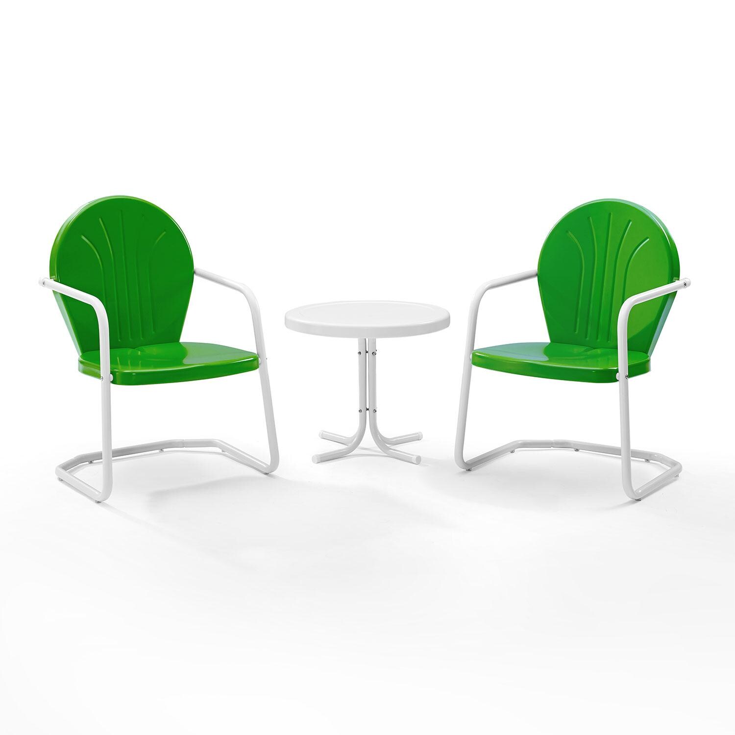 Ultimate Patio UP-32237GR 3Pc Retro Outdoor Chair Set in Kelly Green - Display - White Background thumbnail